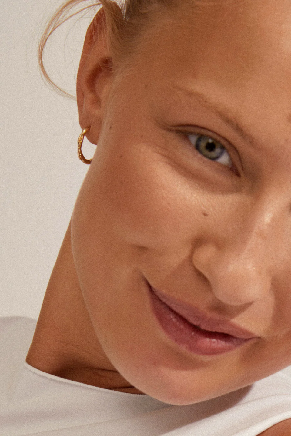 Eddy Recycled Organic Shaped Large Gold Plated EOL Hoop Earrings - Image 2