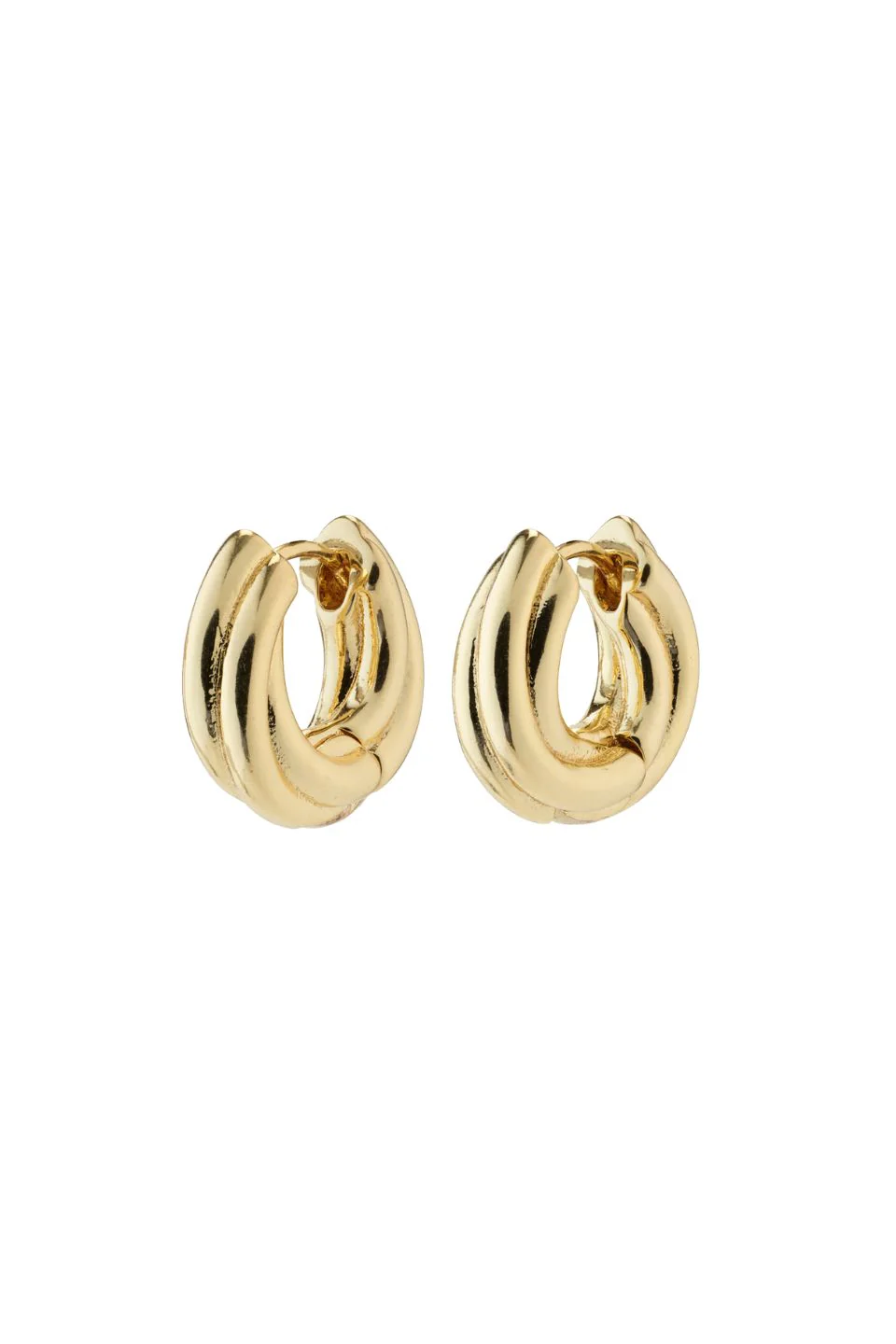 Edea Recycled Chunky Gold Plated EOL Huggie Hoop Earrings