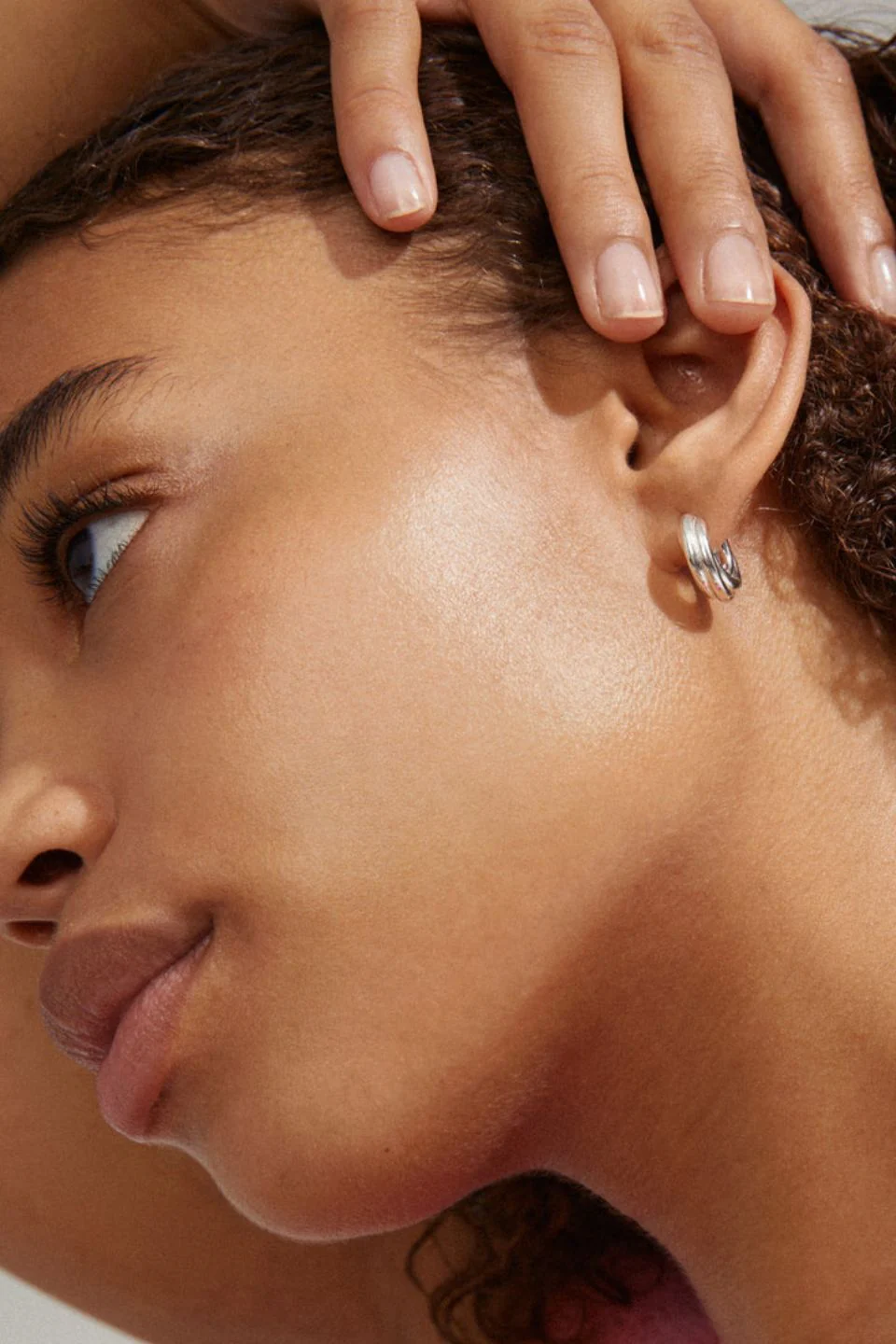 Edea Recycled EOL Chunky Silver Plated Huggie Hoop Earrings