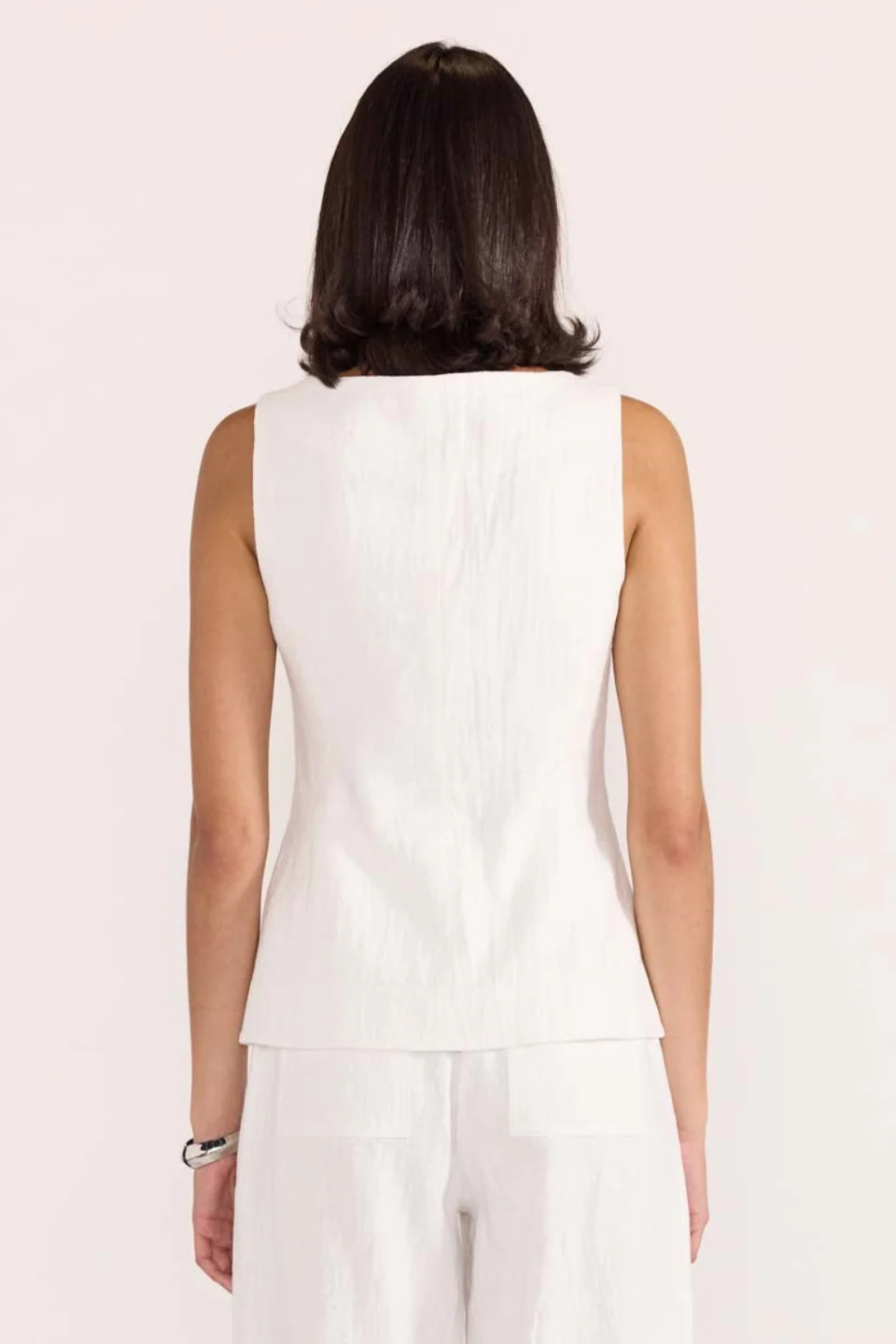 Eden White Silver Button Vest - Image 6