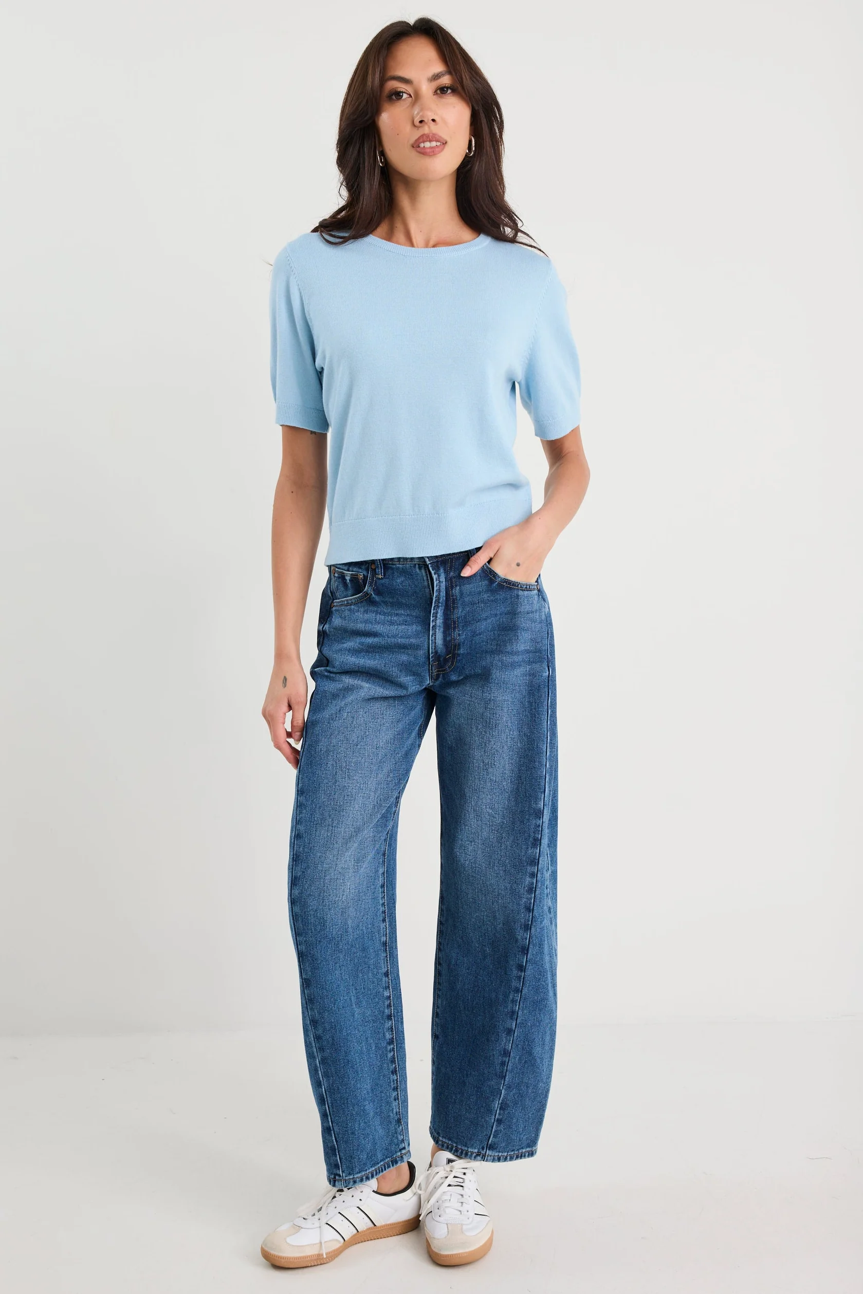 Edition Sky Blue Crewneck Cashmere Blend Knit Tee - Image 3