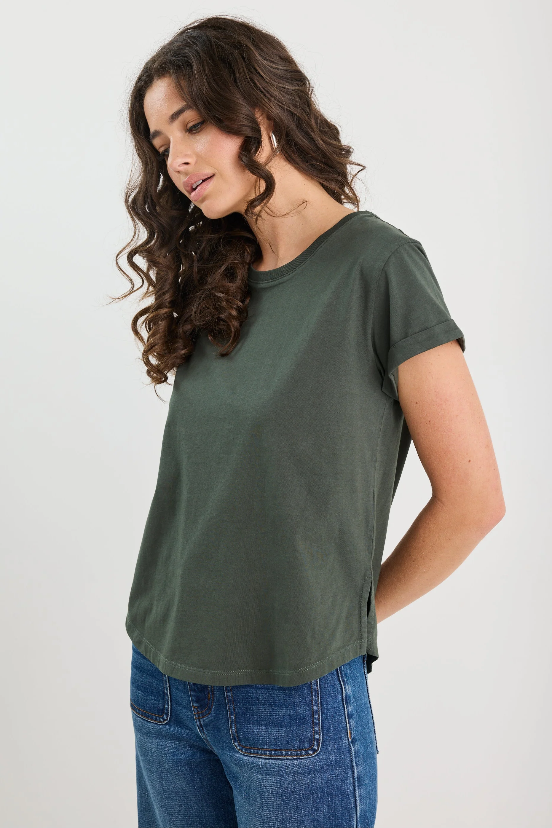 Editor Khaki Crew Neck Short Sleeved Tee - Image 2