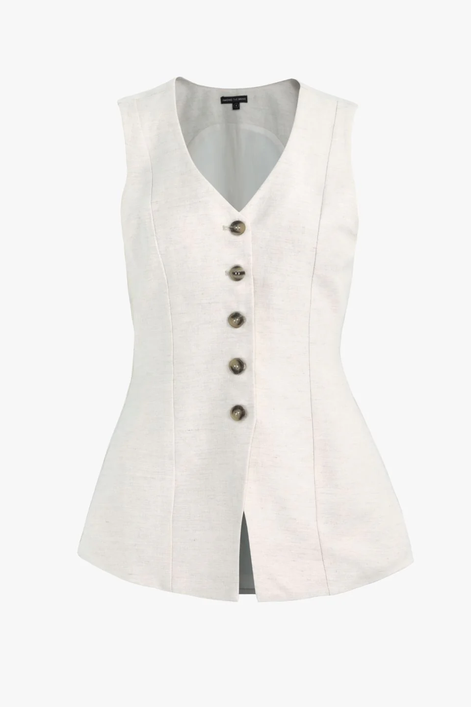 Eiffel Natural Linen Viscose Fitted Longline Vest - Image 4