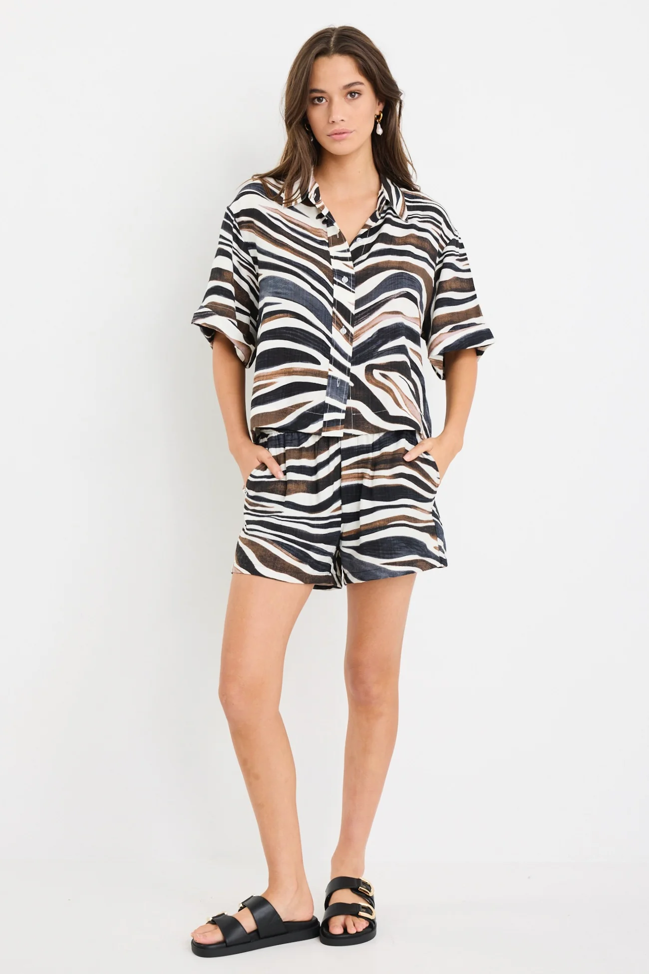 Elaborate Chocolate Zebra Pull On Shorts