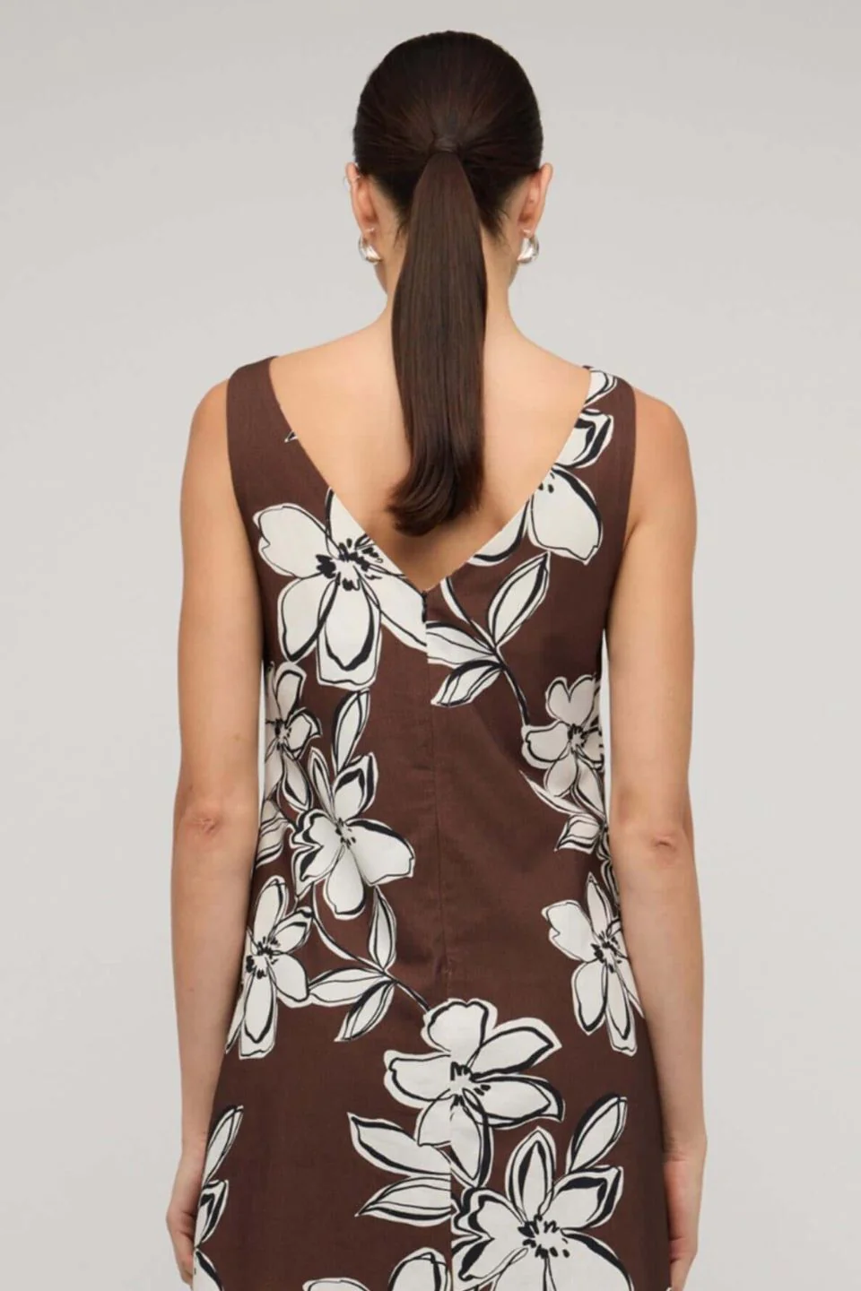 Elara Brown Floral Sleeveless Mini Dress - Image 4