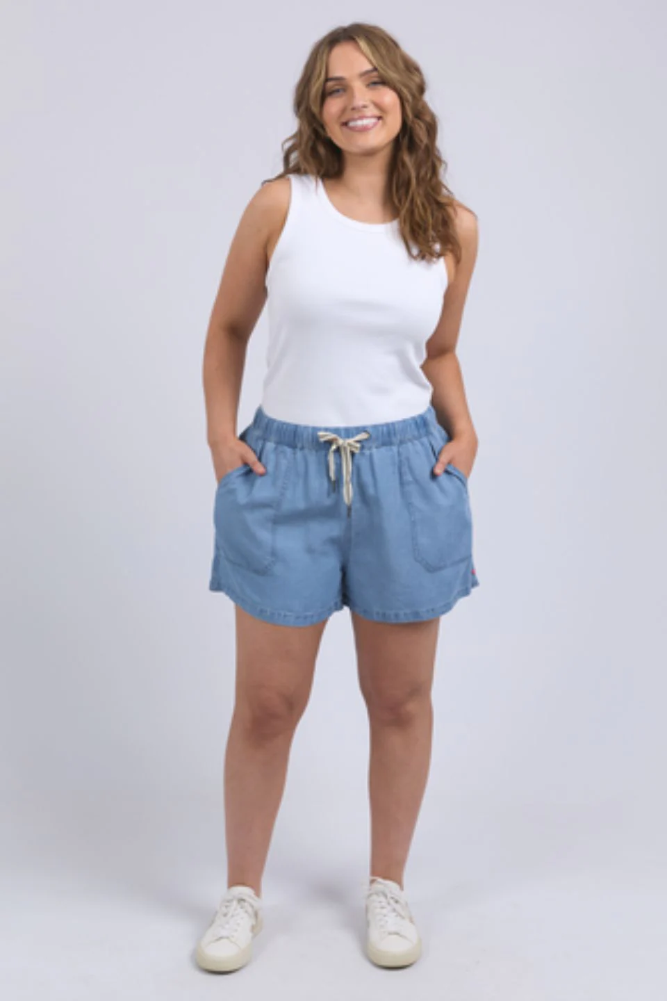 Elliot Mid Blue Denim Chambray Tie Short