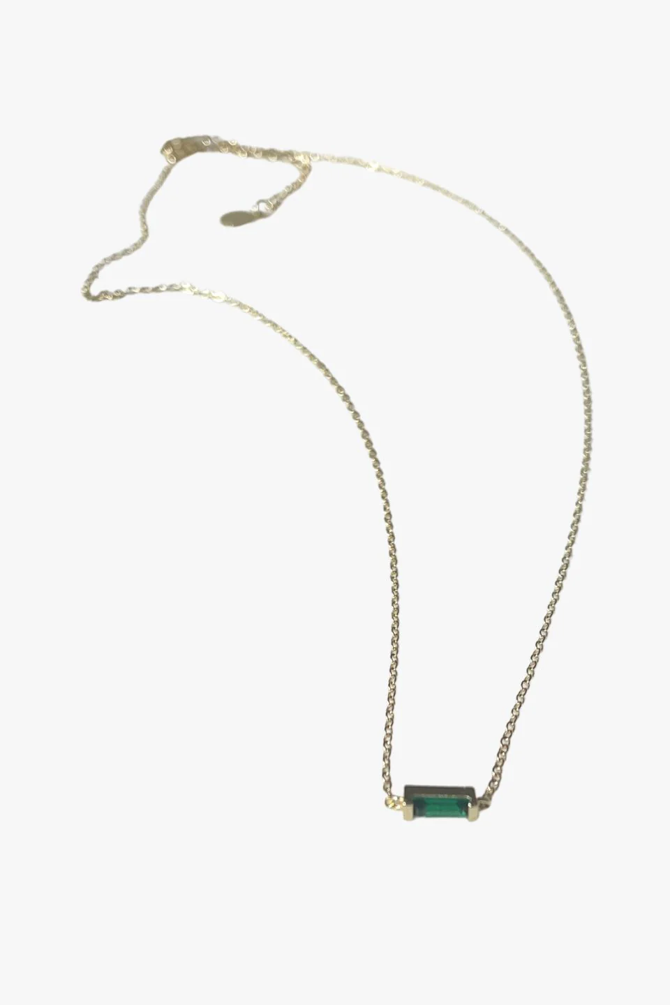 Emerald Baguette Gold EOL Necklace - Image 2
