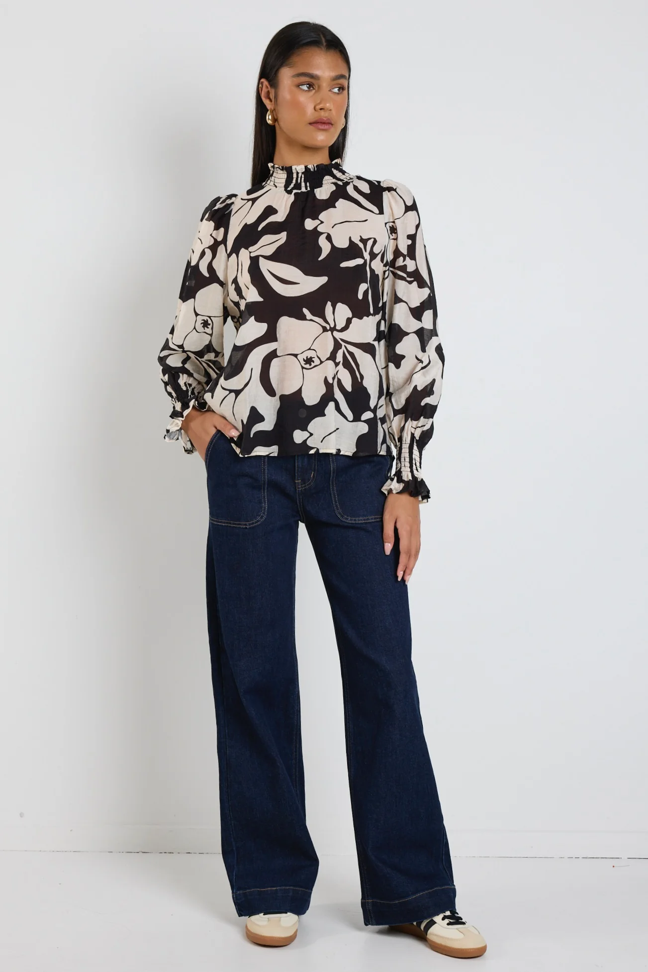 Emphatic Black Floral High Neck LS Top - Image 5