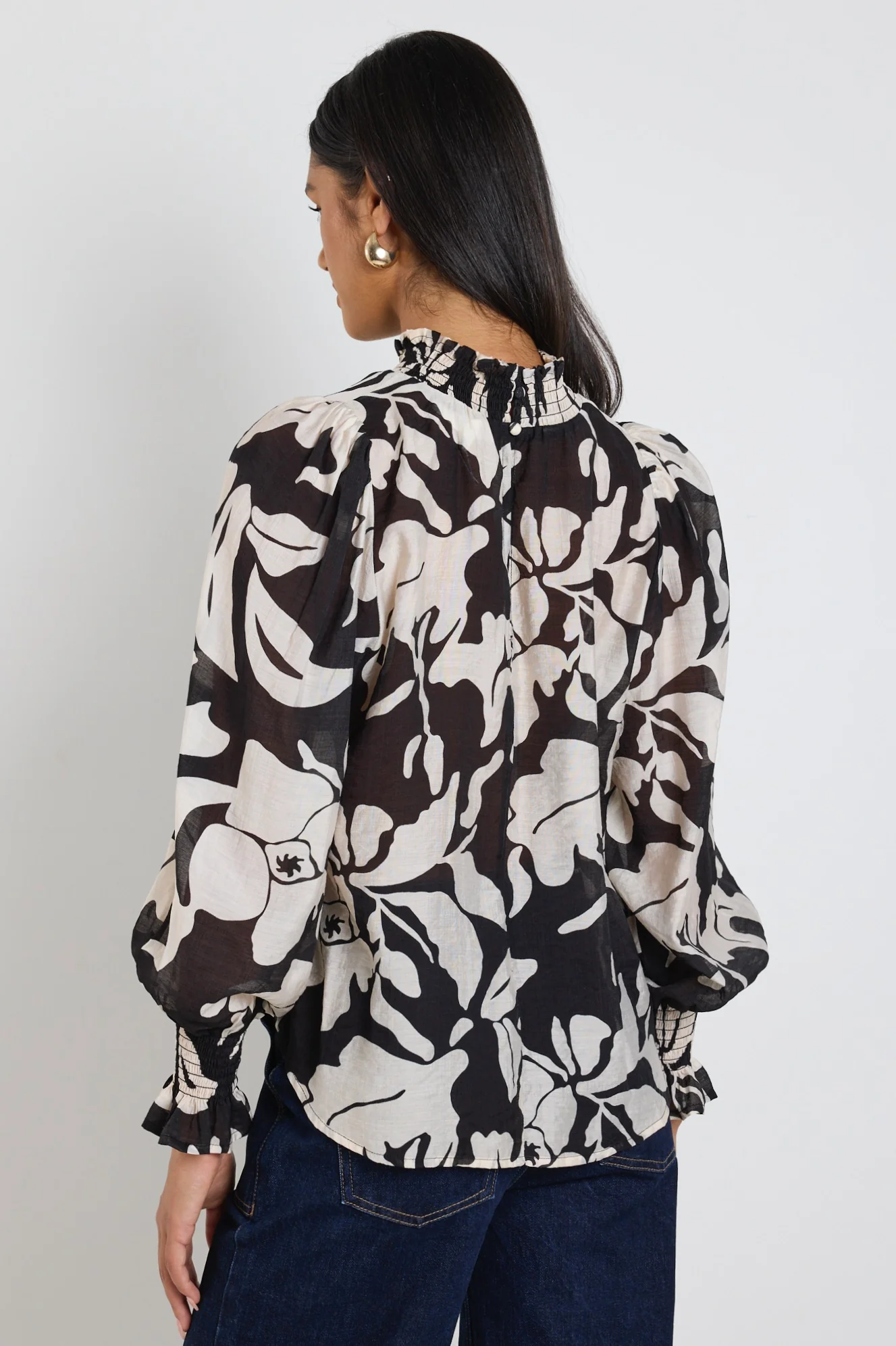 Emphatic Black Floral High Neck LS Top - Image 6