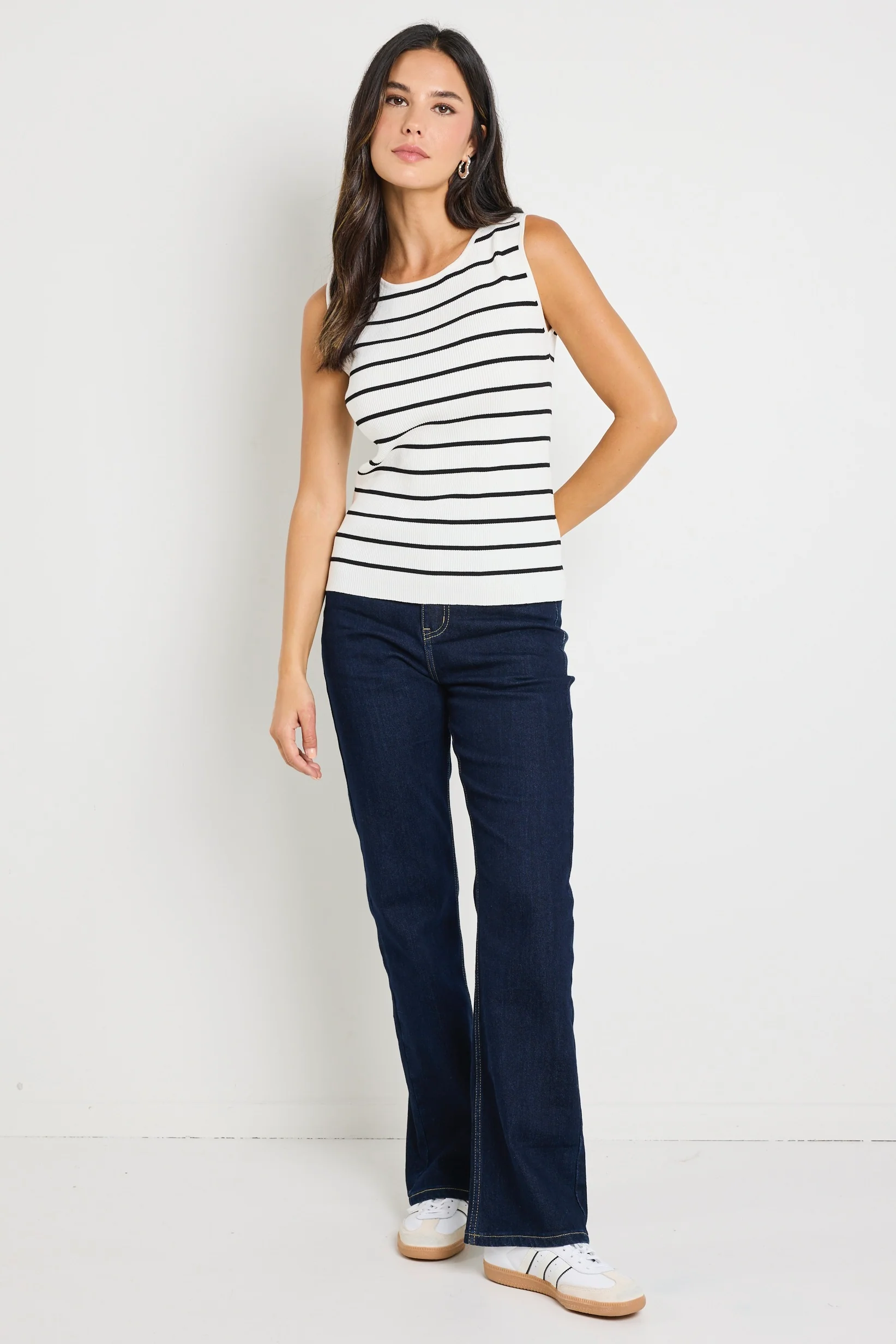 Energy Black Stripe Boatneck Rib Knit Top - Image 4