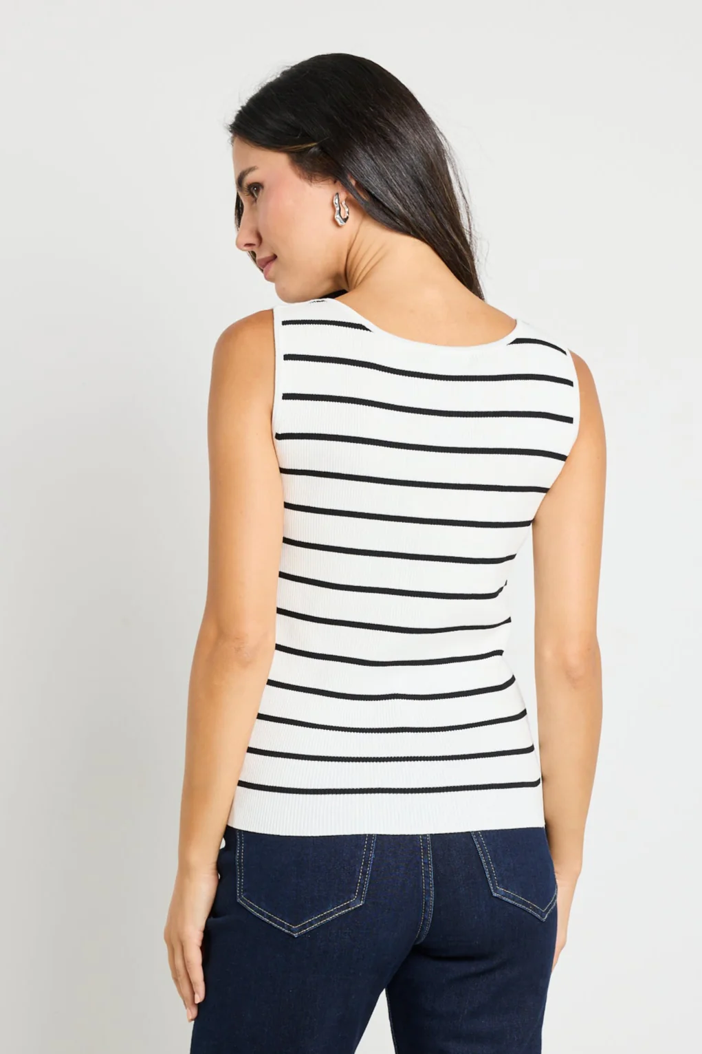 Energy Black Stripe Boatneck Rib Knit Top - Image 6