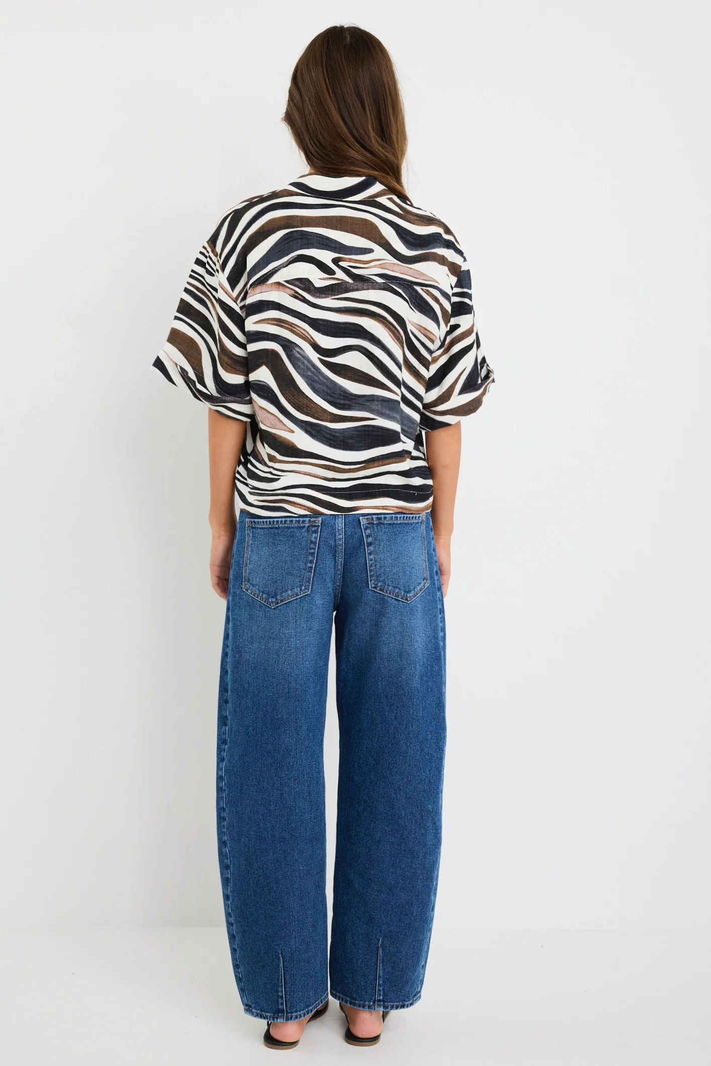 Entangle Chocolate Zebra Boxy SS Shirt - Image 4