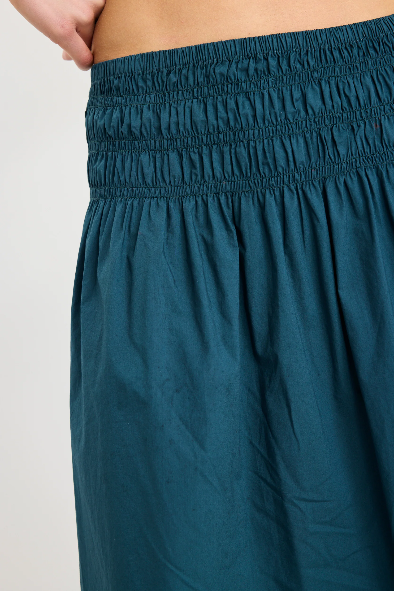 Entourage Petrol Cotton Shirred Waist Maxi Skirt - Image 4