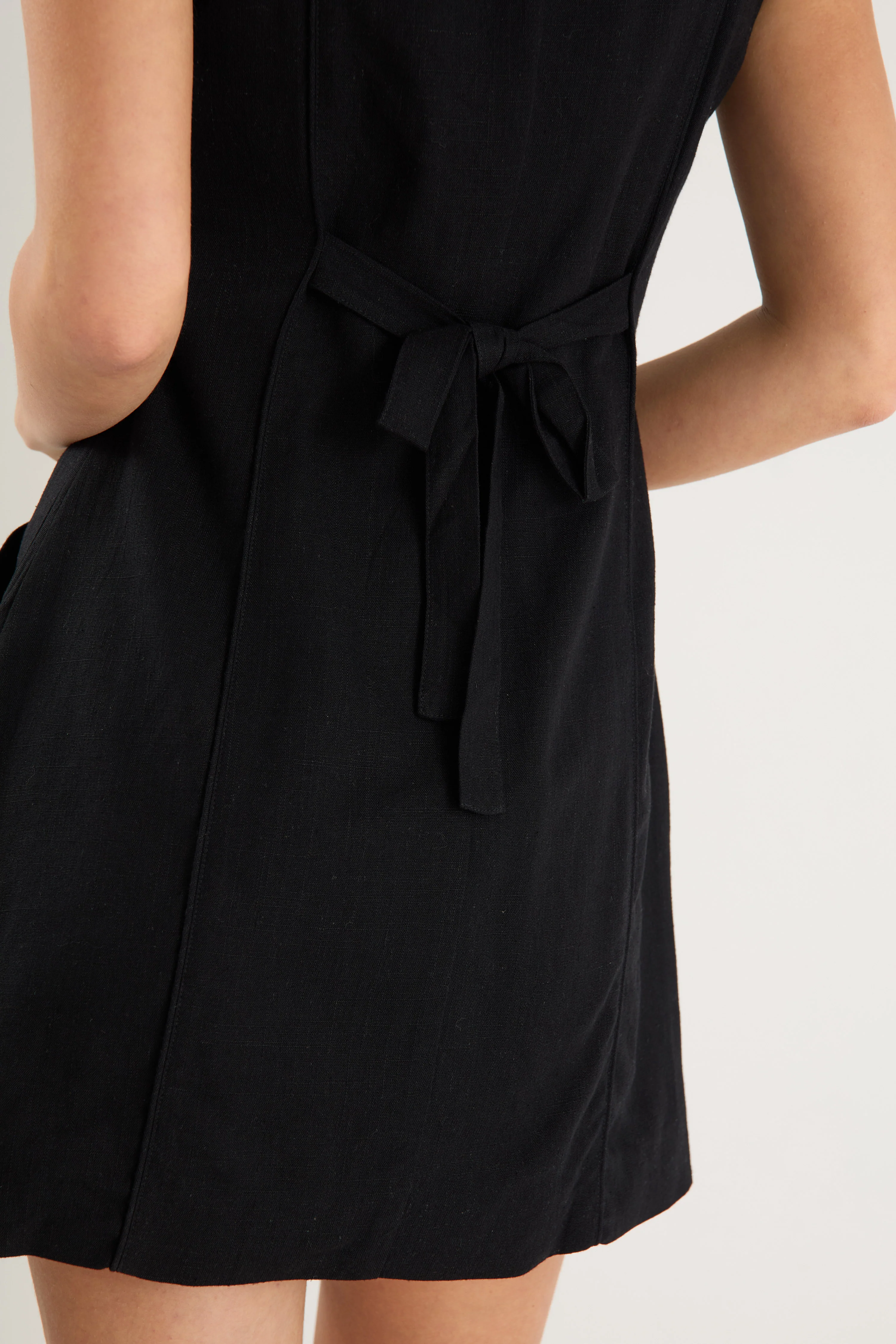 Escape Black Linen Blend Mini Vest Dress - Image 5
