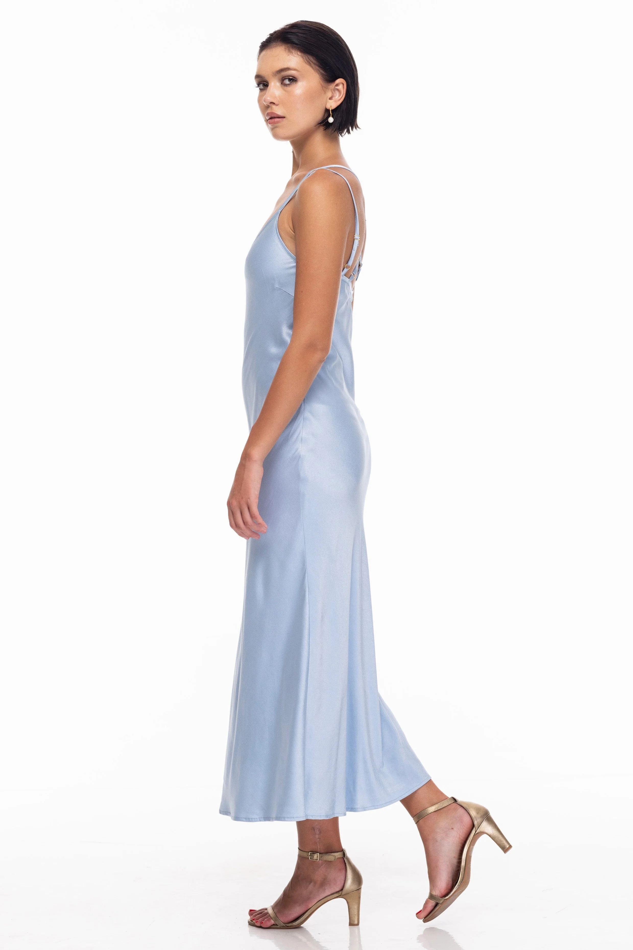 Evermore Blue Cloud Satin Slip Dress - Image 2