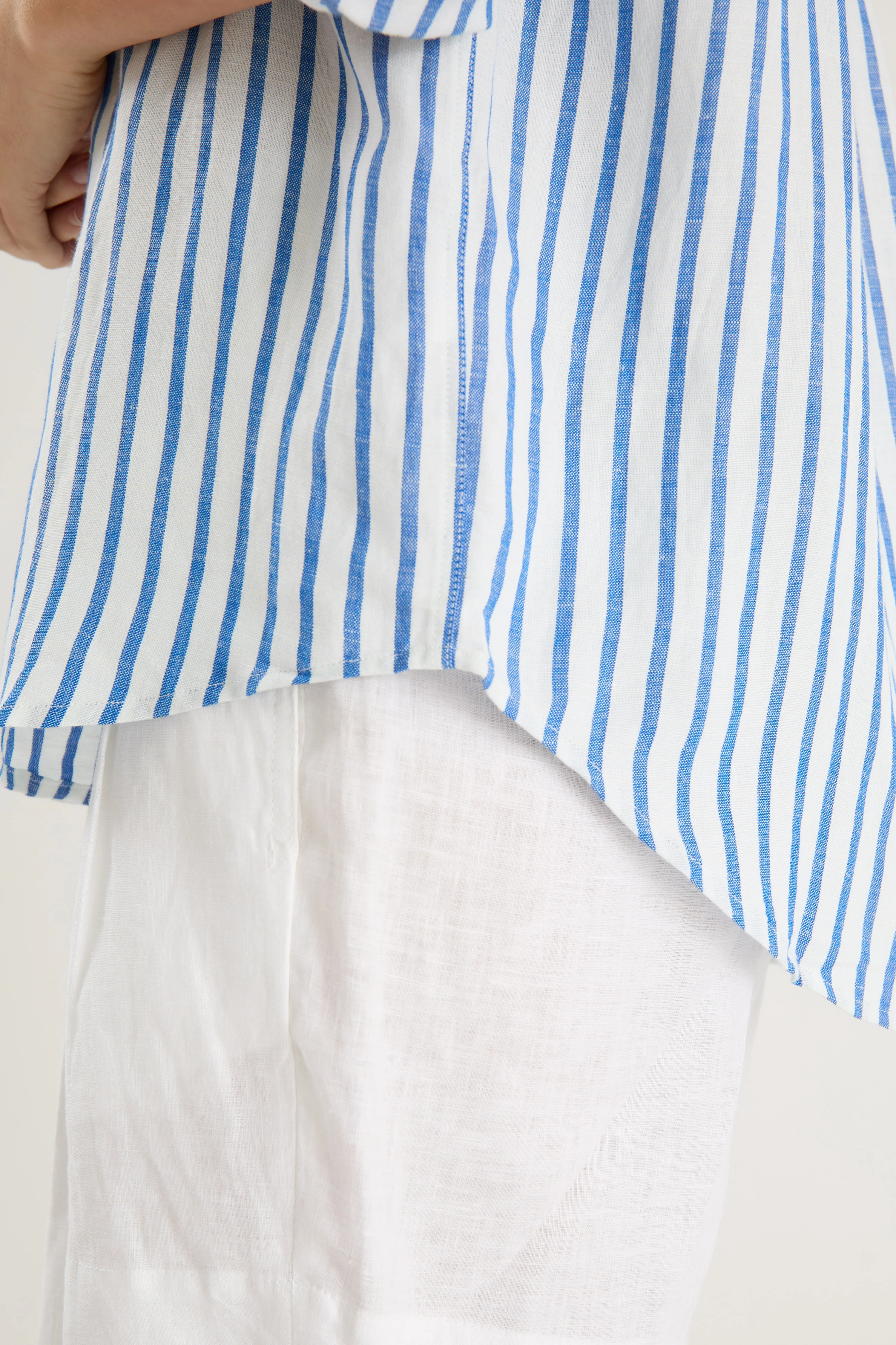 Exalted Blue Stripe Linen Viscose Oversized Shirt - Image 4