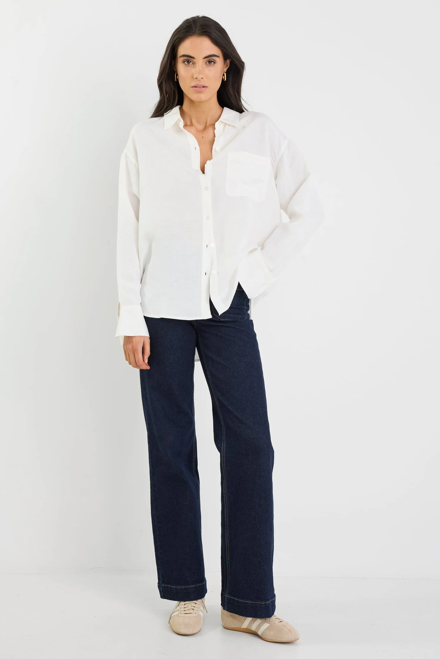Exalted Ivory Linen Viscose Oversized Shirt - Image 2