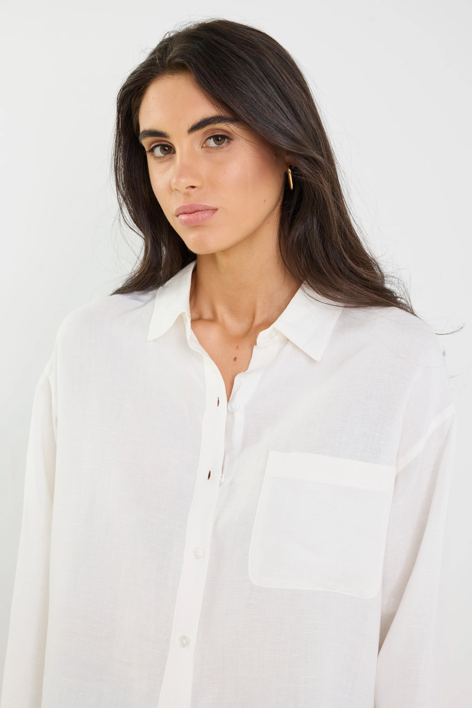 Exalted Ivory Linen Viscose Oversized Shirt - Image 3
