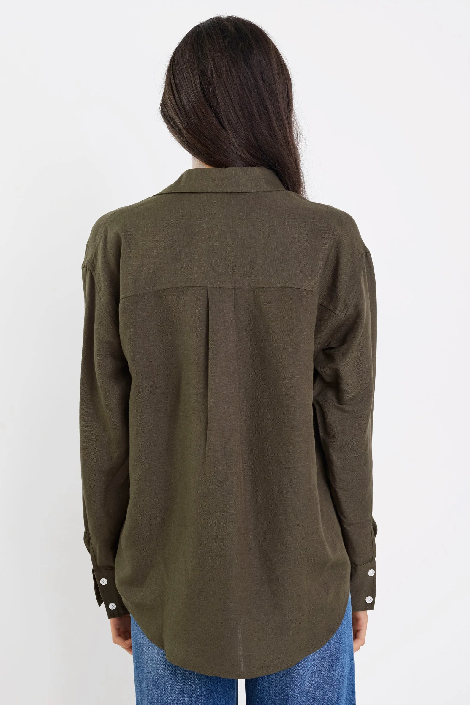 Exalted Khaki Linen Viscose Oversized Shirt - Image 5