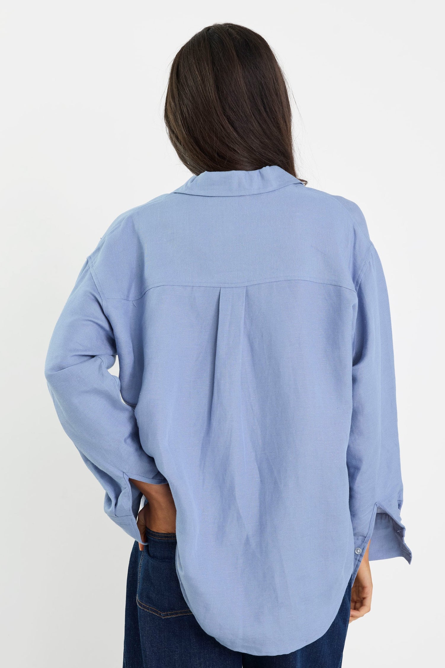 Exalted Sky Blue Linen Viscose Oversized Shirt - Image 6