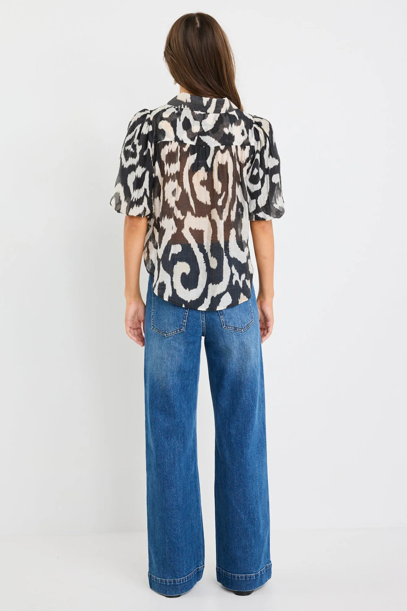 Exemption Black Zebra Tie Front SS Shirt - Image 3
