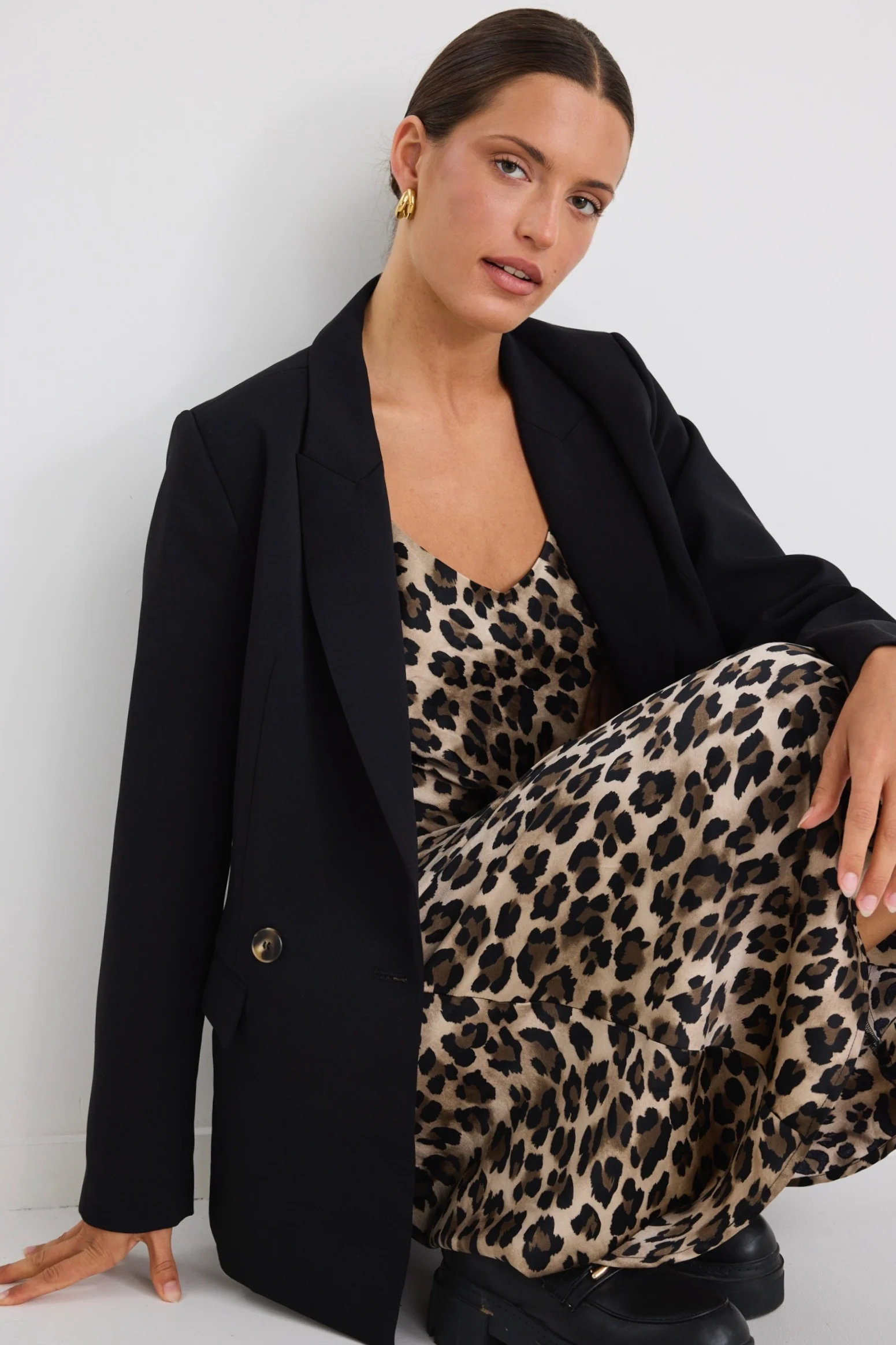 Exhibition Animal Satin V Neck Slip Dress - Image 3