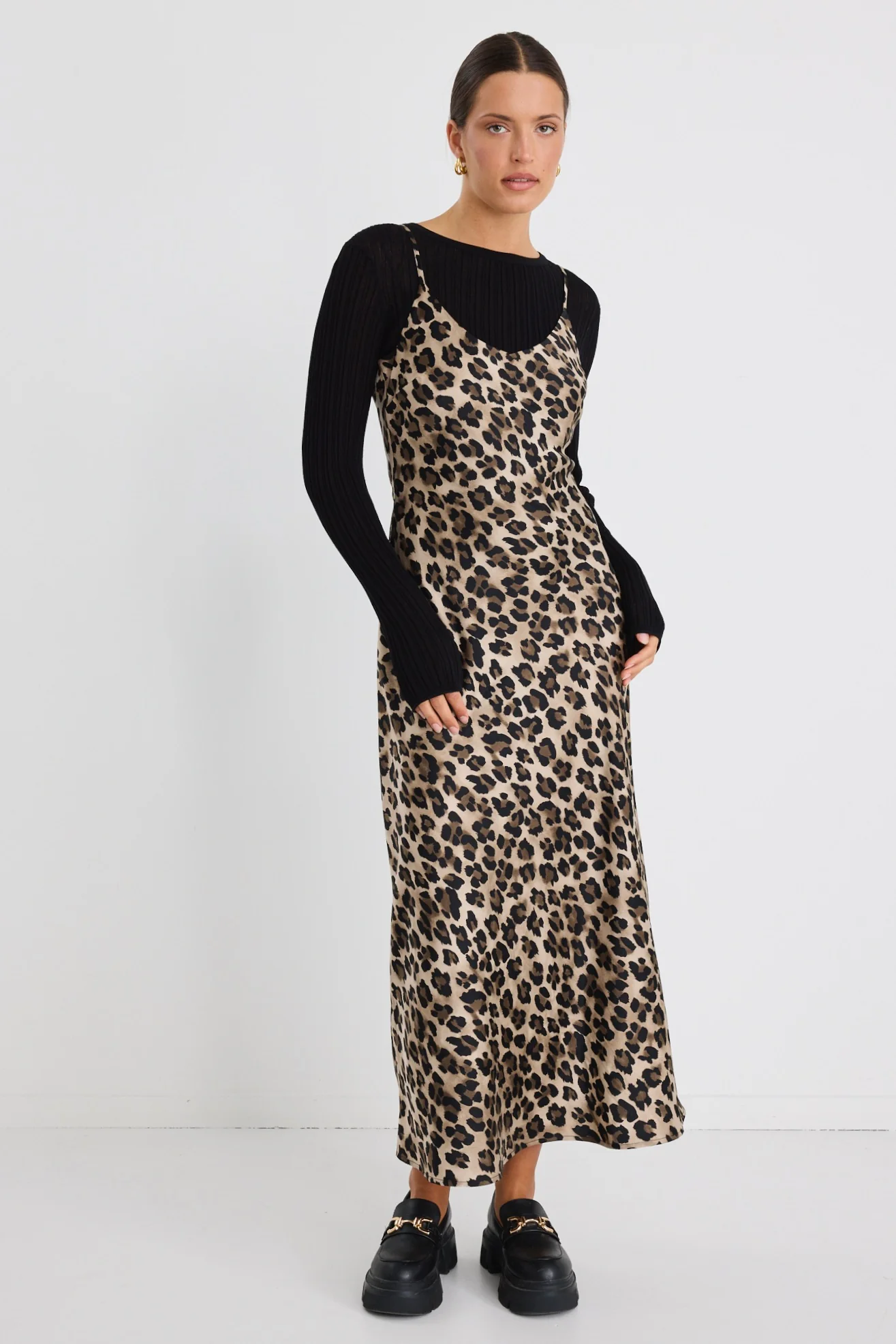 Exhibition Animal Satin V Neck Slip Dress - Image 4
