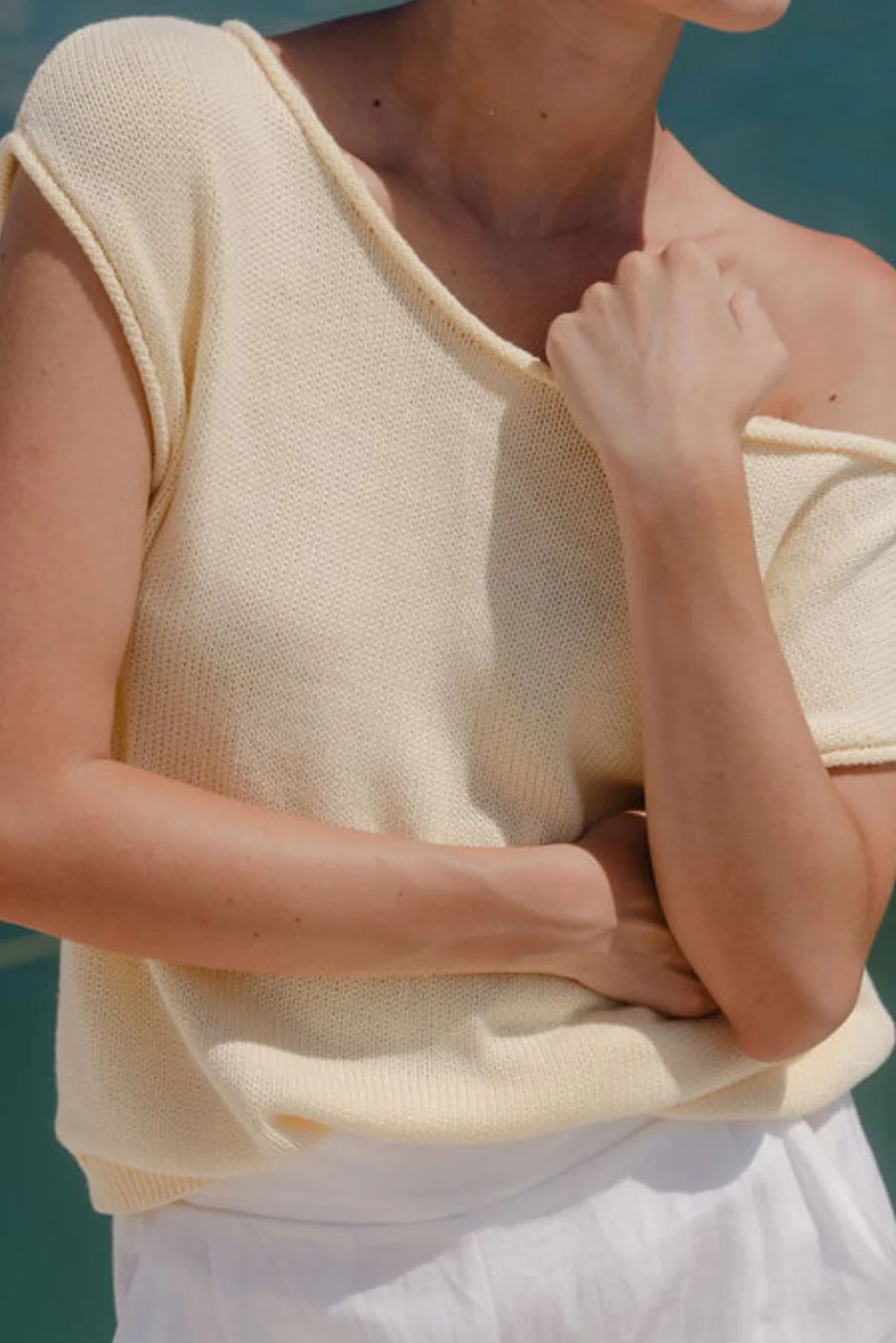 Fallow Butter Off Shoulder Sleeveless Knit Top - Image 2