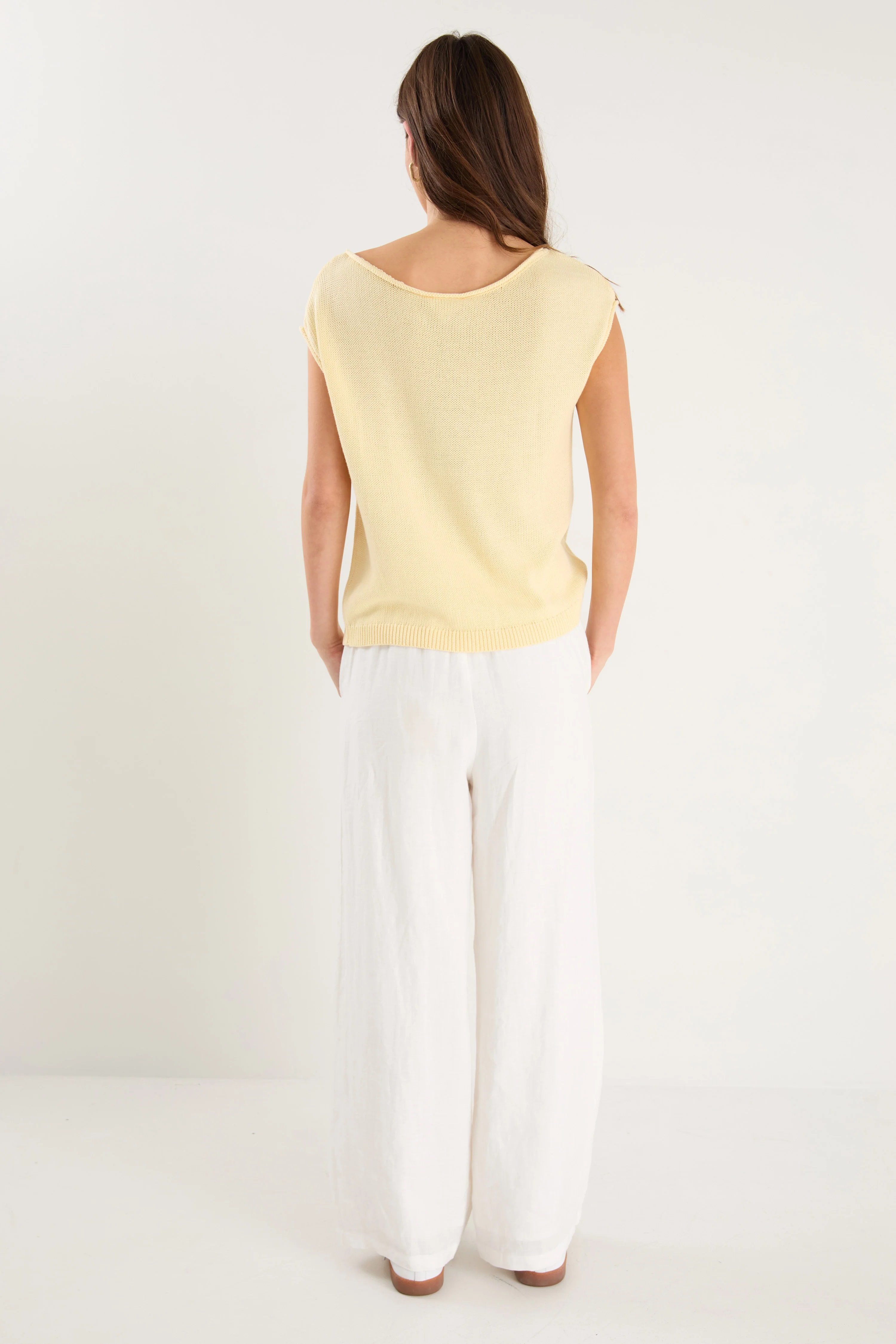 Fallow Butter Off Shoulder Sleeveless Knit Top - Image 5