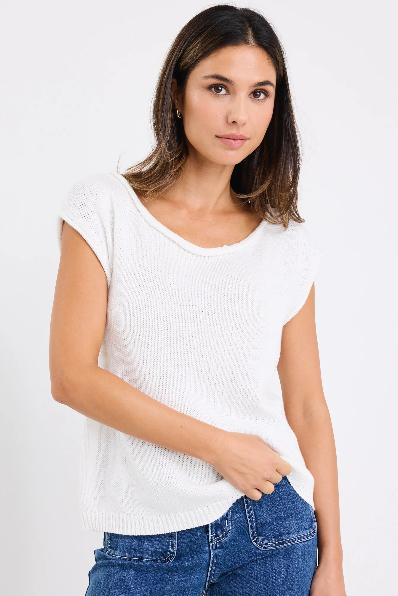 Fallow Ivory Off Shoulder Sleeveless Knit Top - Image 2