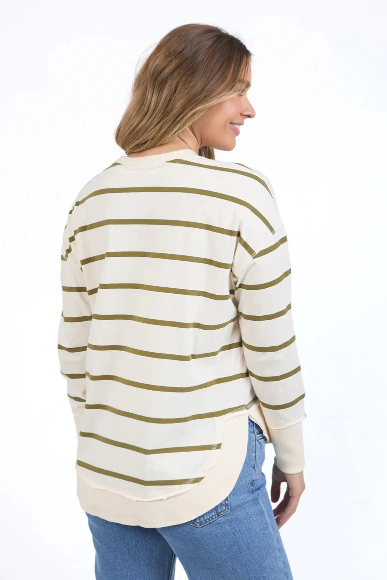 Farrah Olive Stripe LS Top - Image 6
