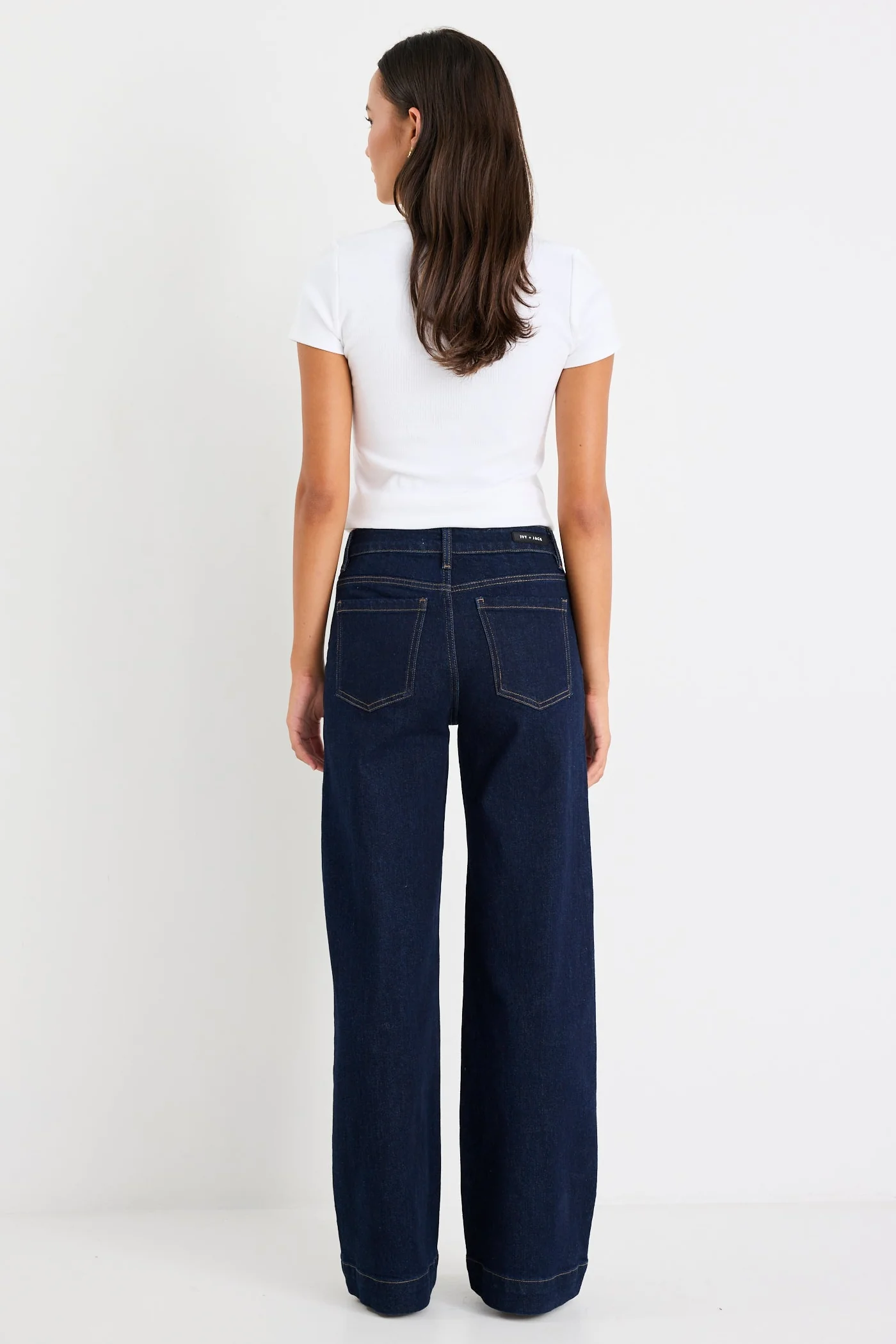 Feature Indigo Mid Rise Front Pocket Wide Leg Jean - Image 5