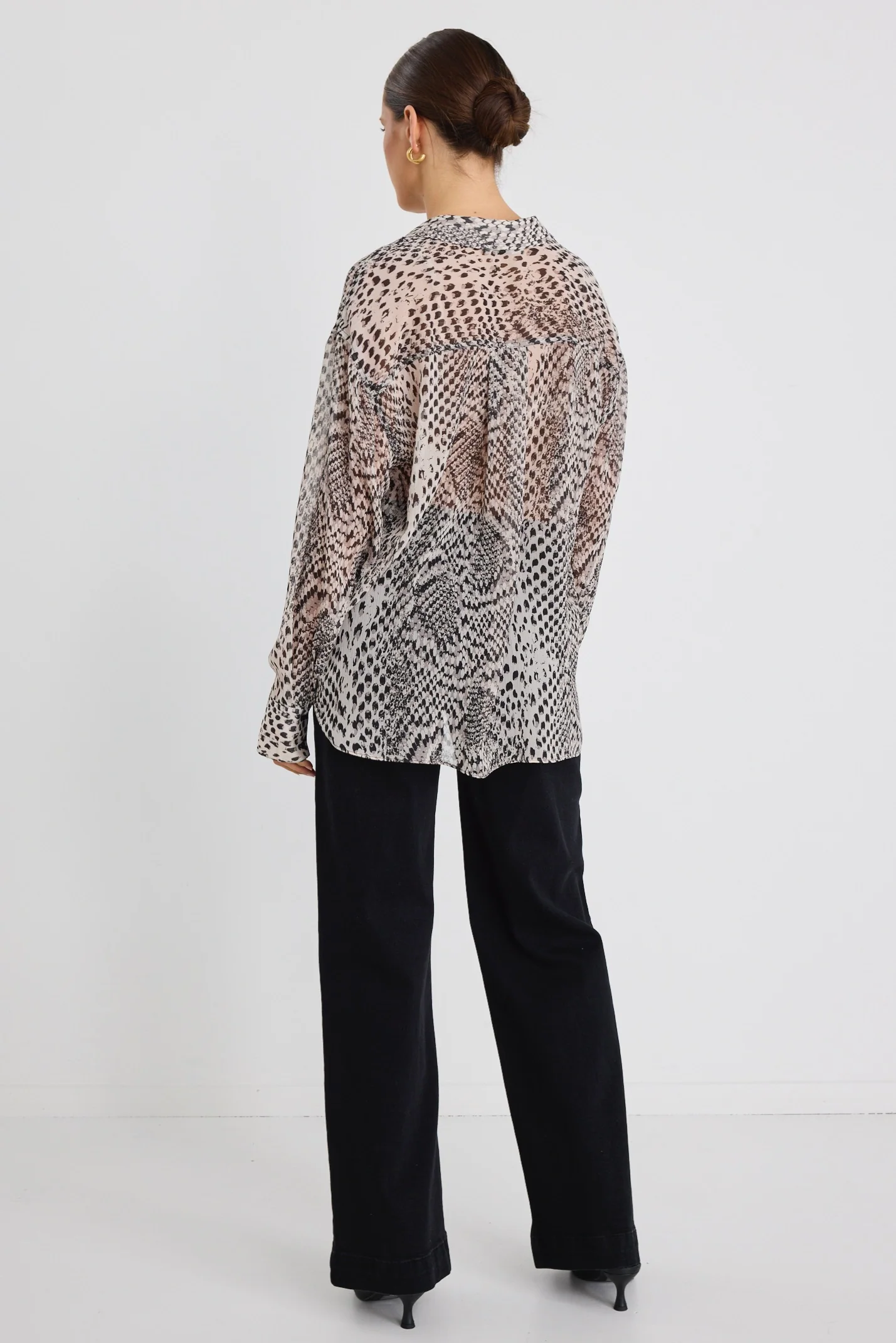 Felix Charcoal Snake Georgette Oversized Shirt - Image 6