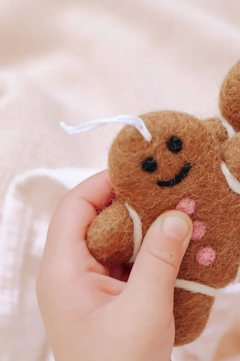 Felt Gingerbread Man with Red Bow - Image 2