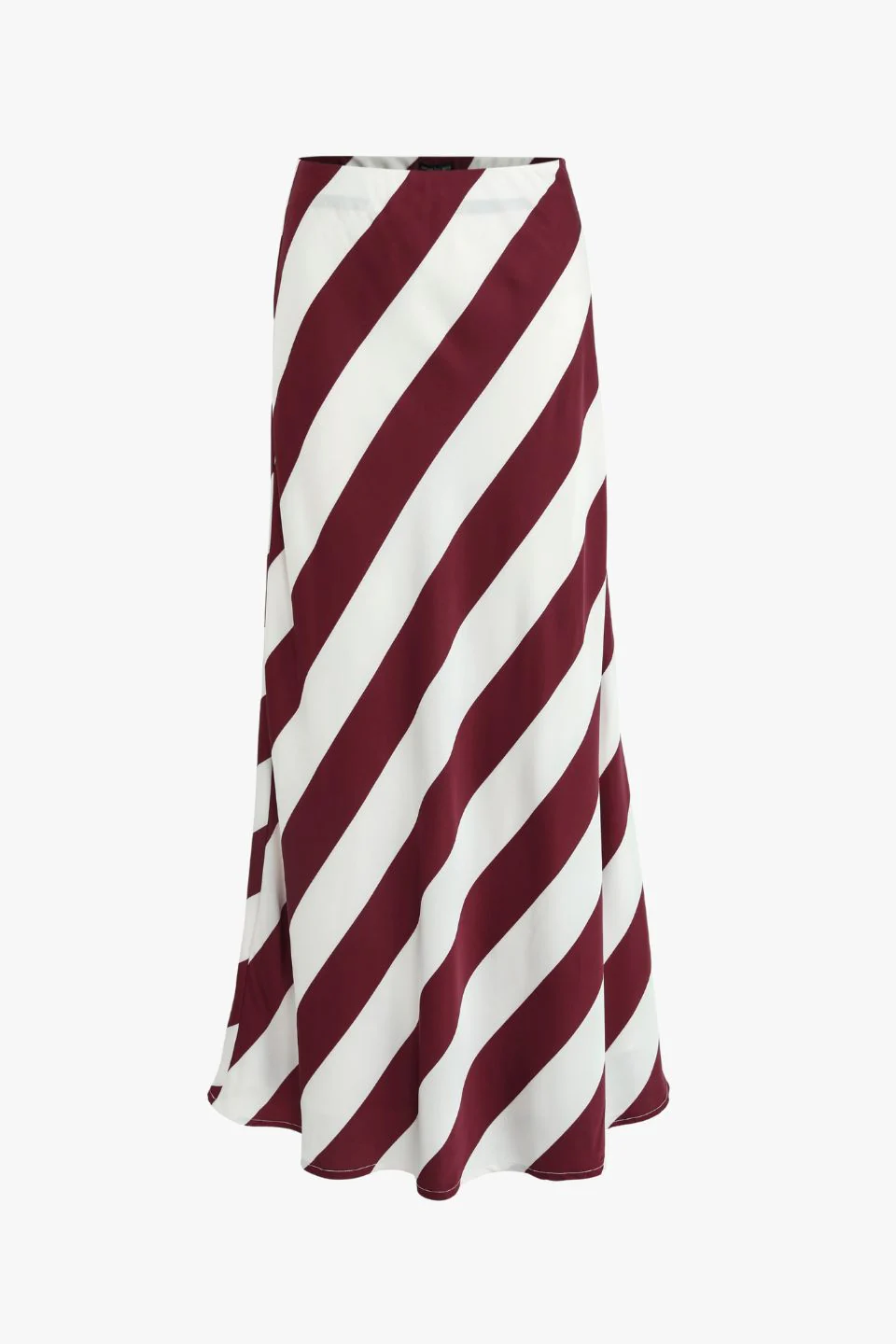Fiery Plum Stripe Satin Bias Maxi Skirt - Image 6