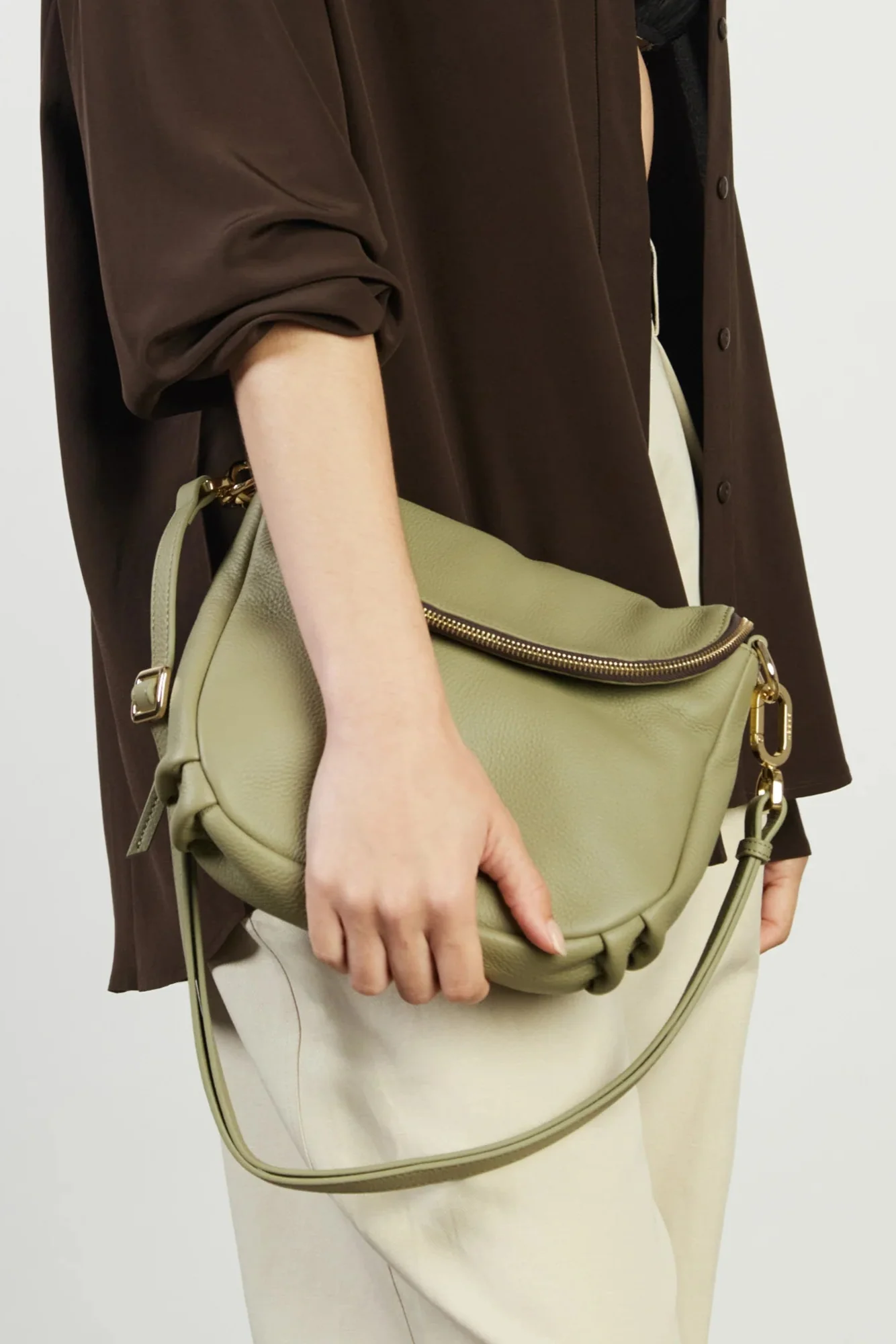 Fifi Eucalyptus Leather Shoulder Bag - Image 2