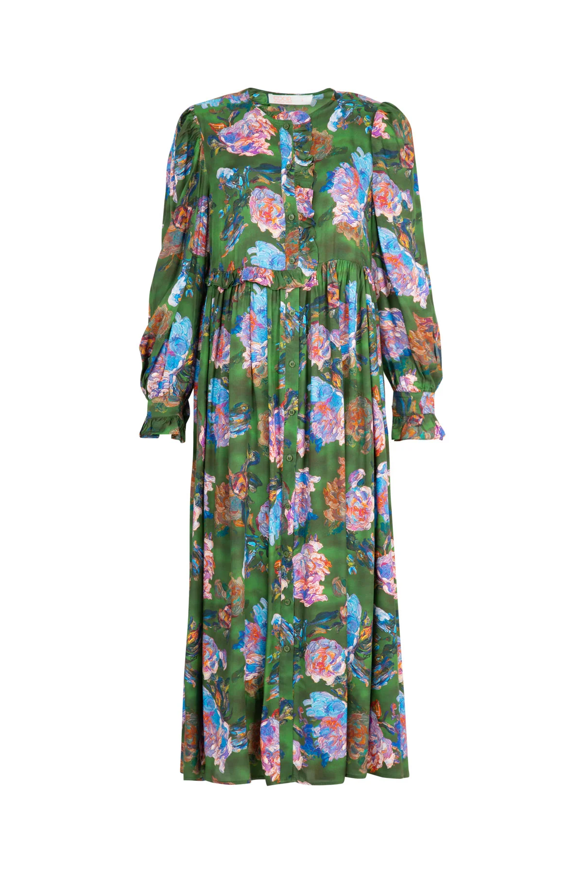 Floral Flair Green Floral LS Maxi Dress - Image 5