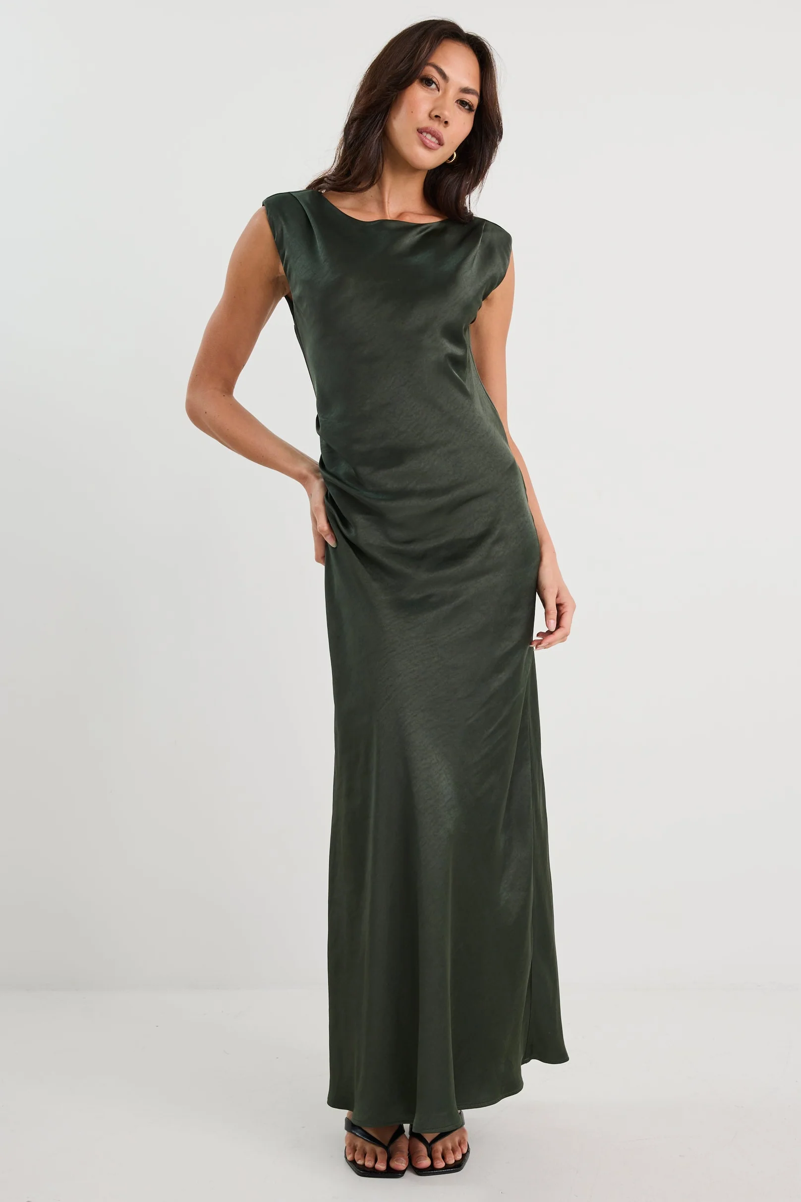 Fruition Forest Satin Bias Maxi Dress