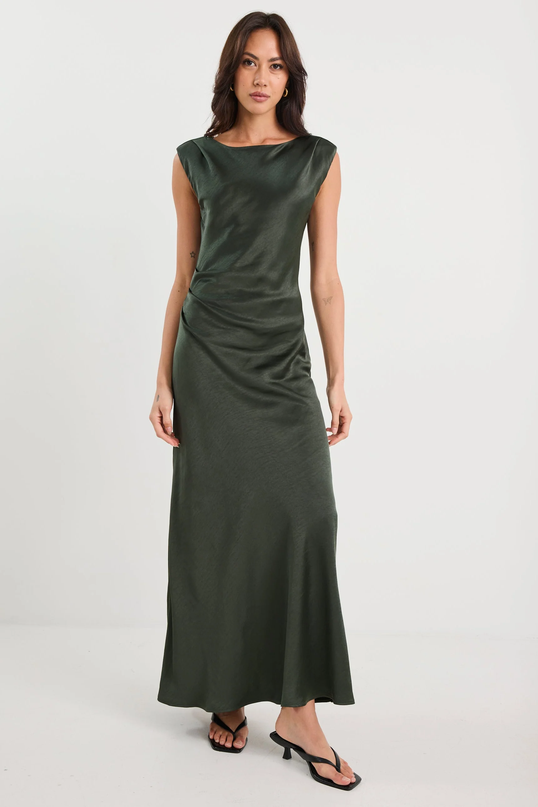 Fruition Forest Satin Bias Maxi Dress - Image 2