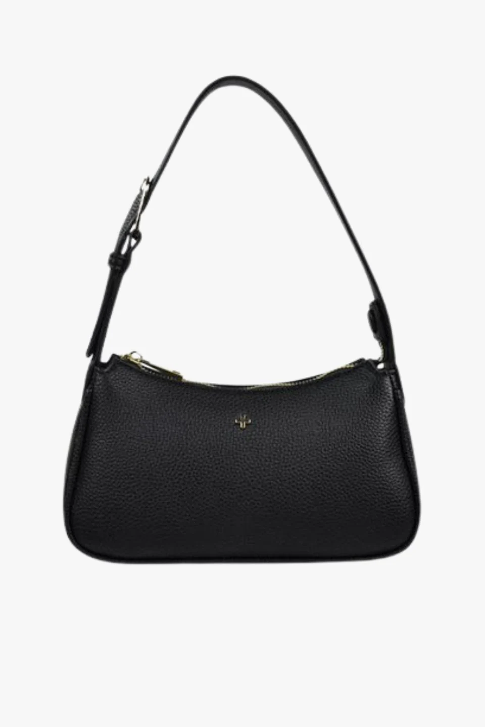 Gabi Black Vegan Leather Gold Hardware Shoulder Bag