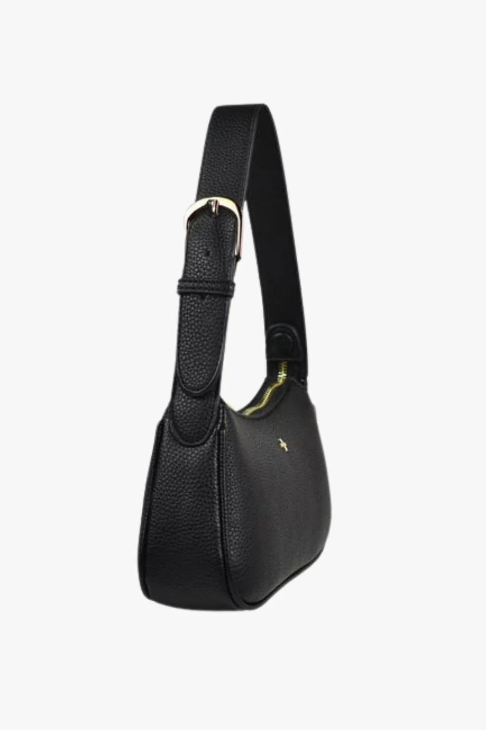 Gabi Black Vegan Leather Gold Hardware Shoulder Bag - Image 3