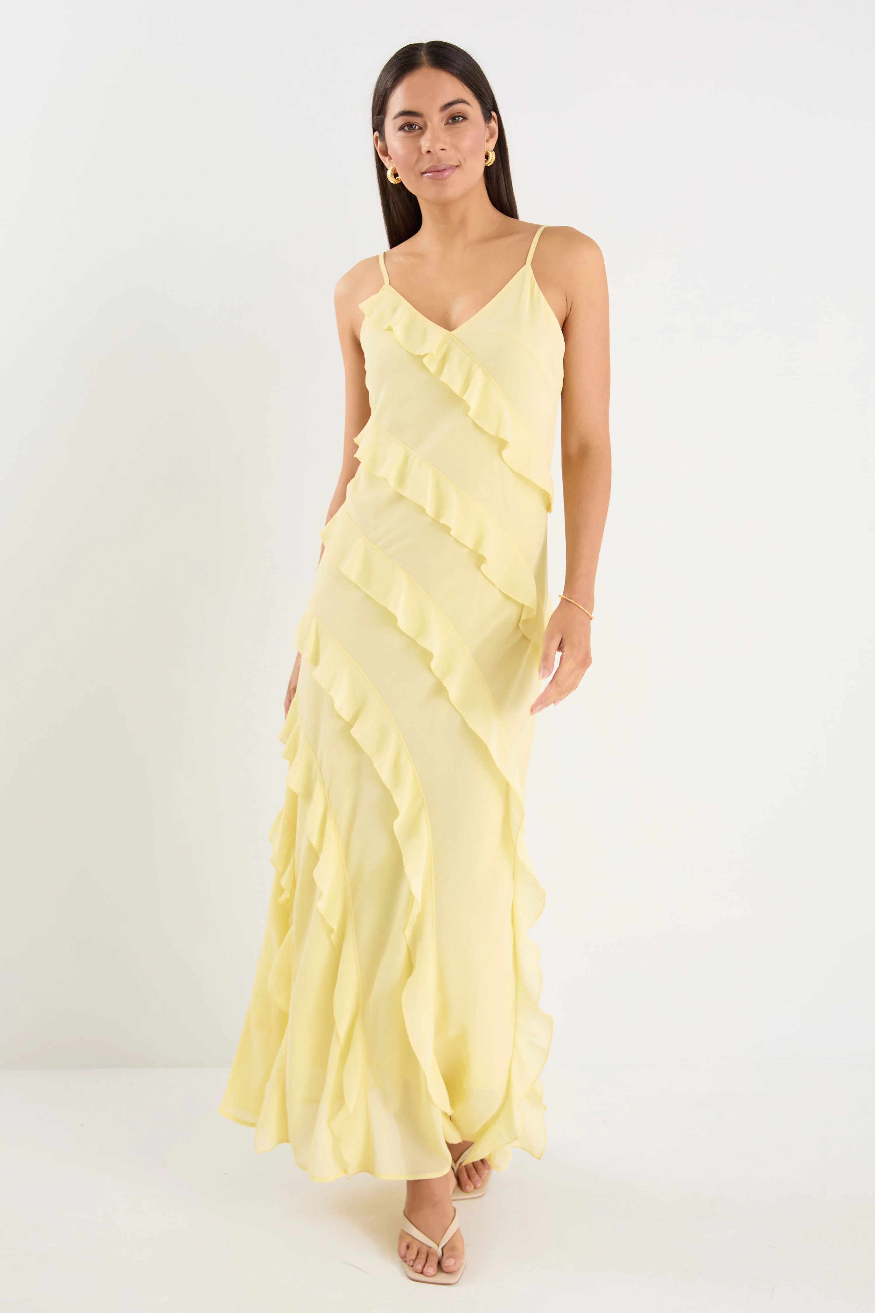 Galore Butter Bias Ruffle Slip Maxi Dress - Image 2