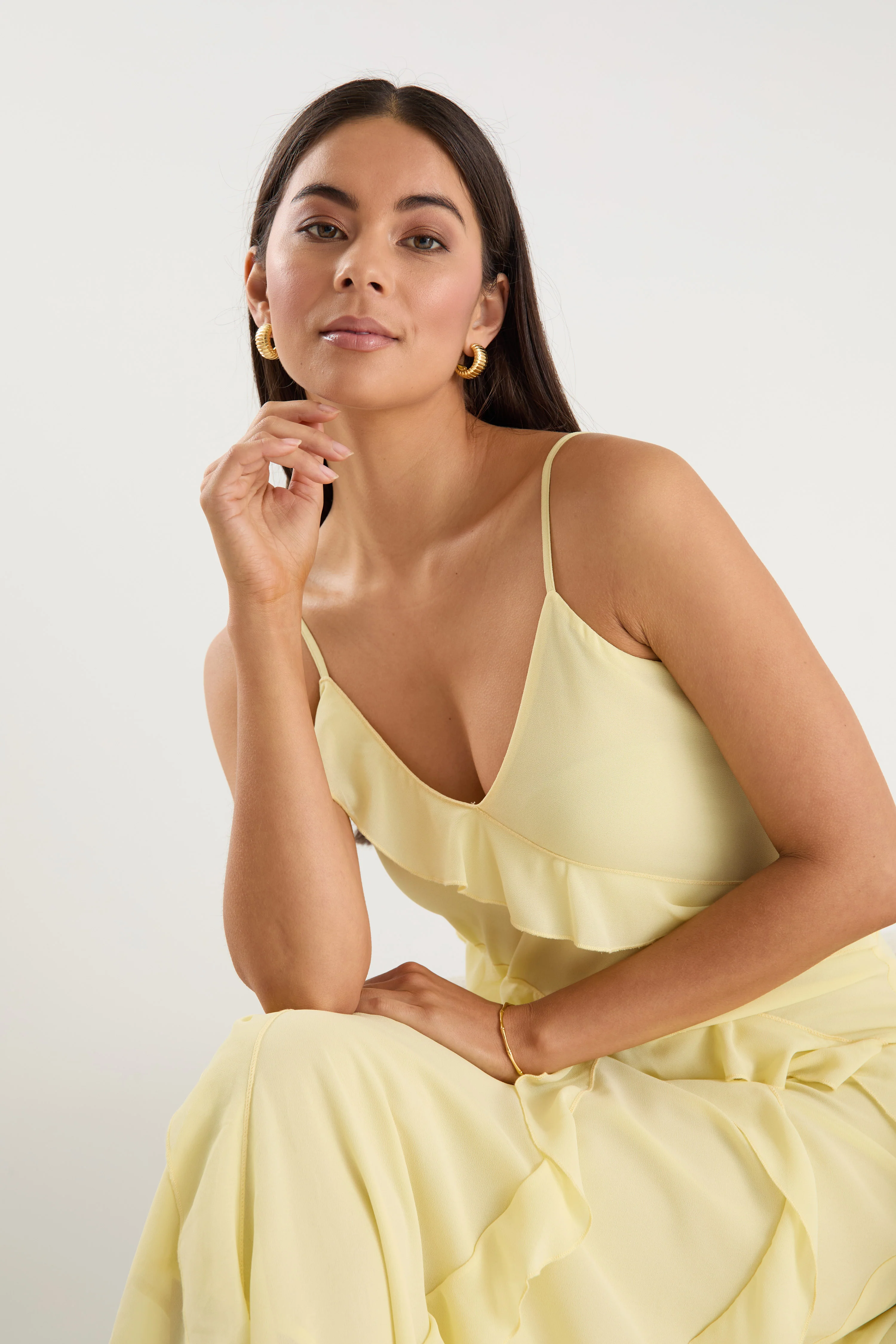 Galore Butter Bias Ruffle Slip Maxi Dress - Image 6