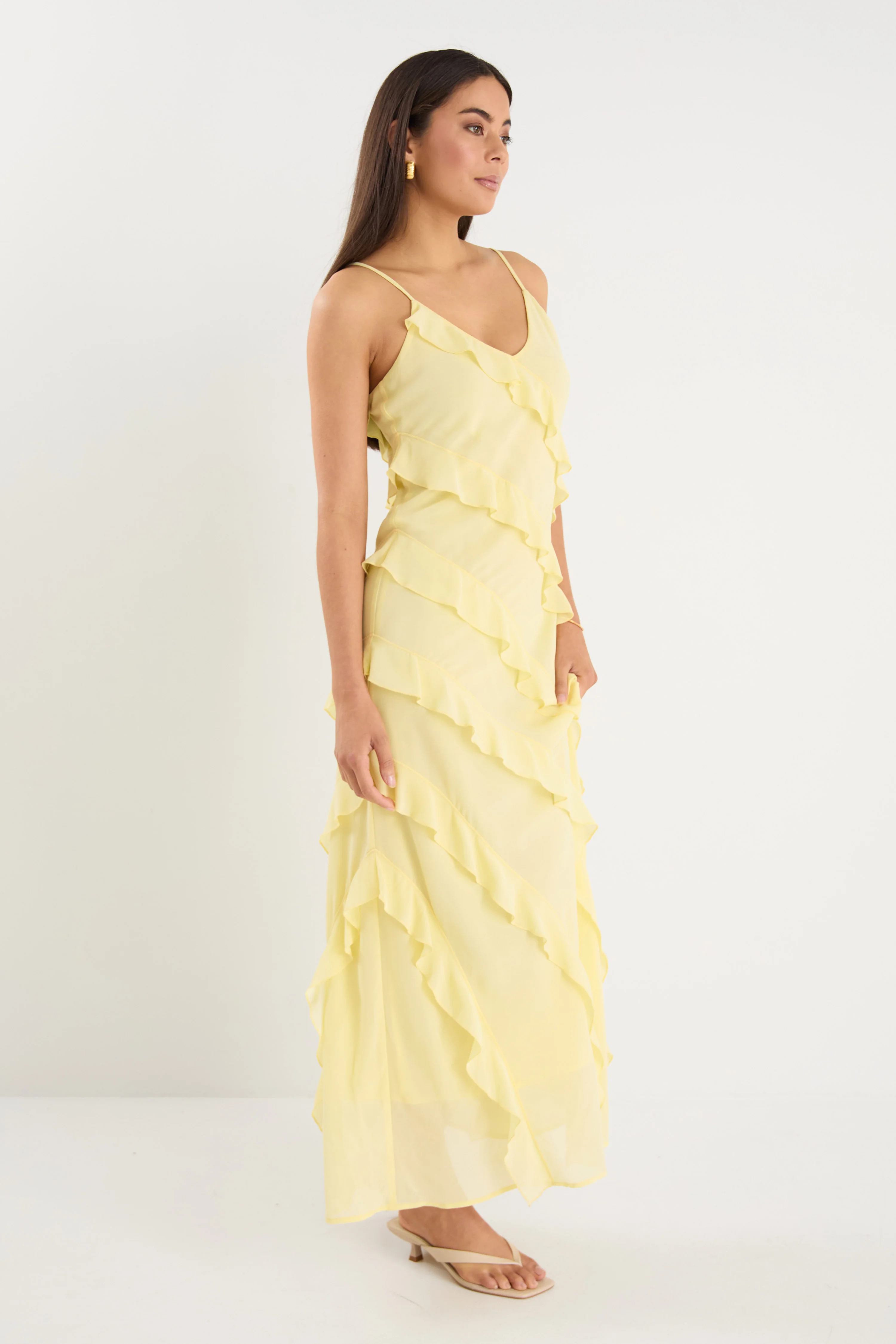 Galore Butter Bias Ruffle Slip Maxi Dress - Image 7