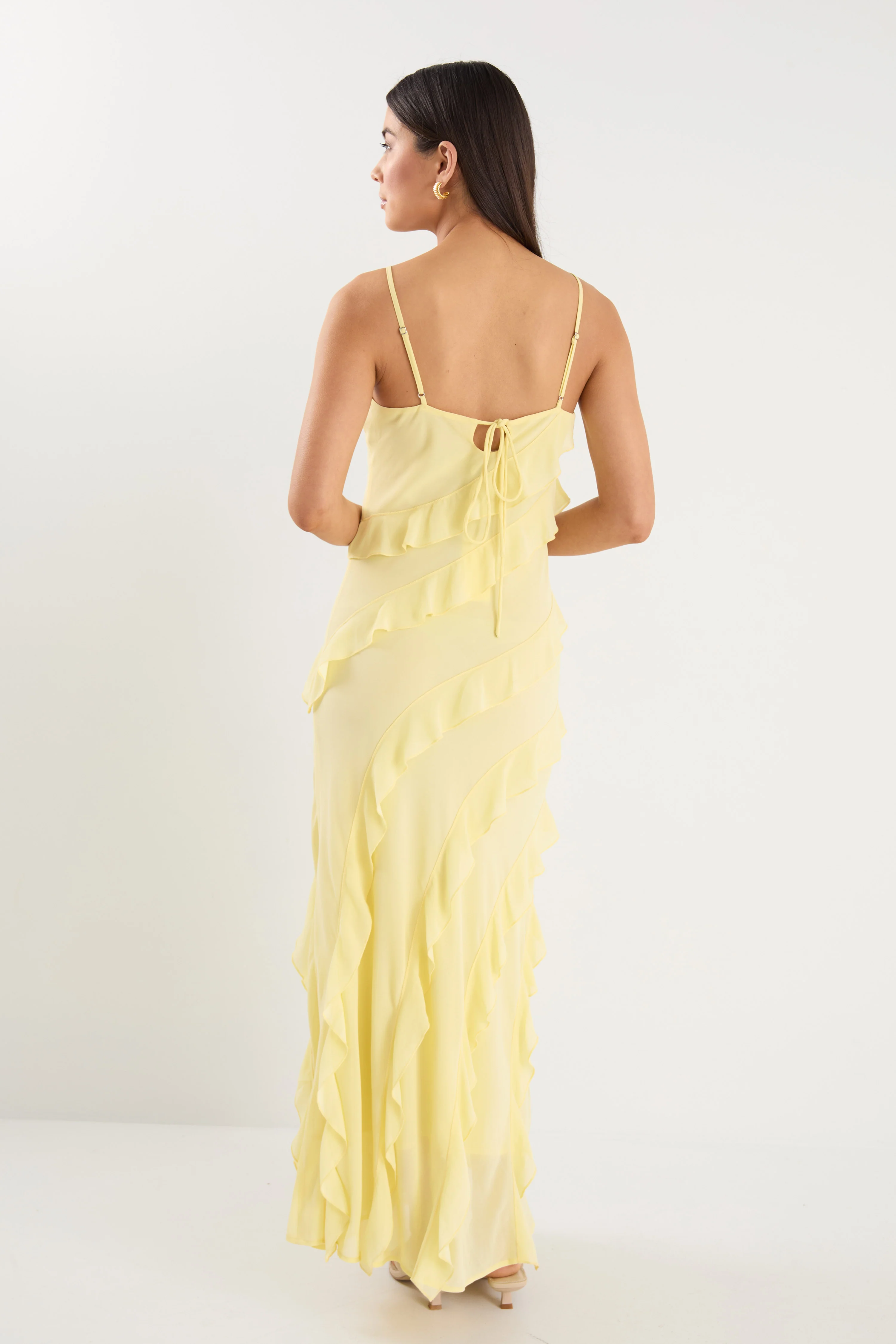 Galore Butter Bias Ruffle Slip Maxi Dress - Image 8