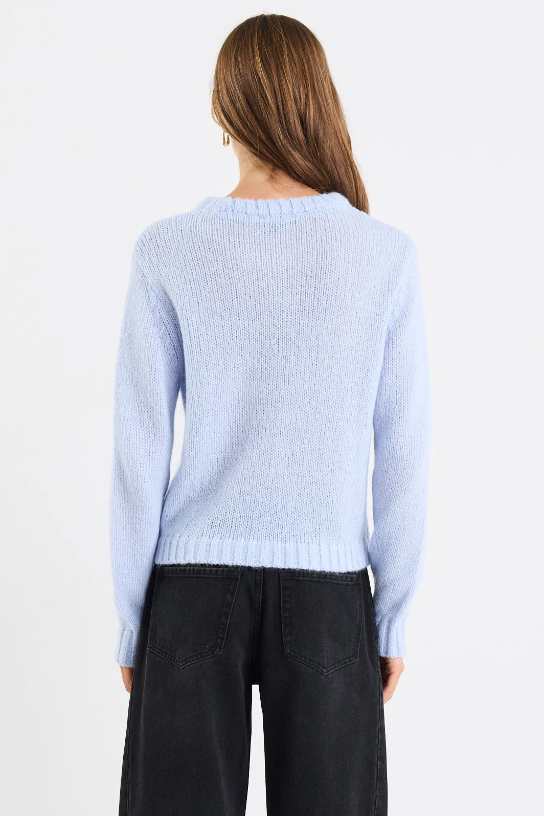 Genuine Ice Blue Crewneck Fluffy Long Sleeve Jumper - Image 3