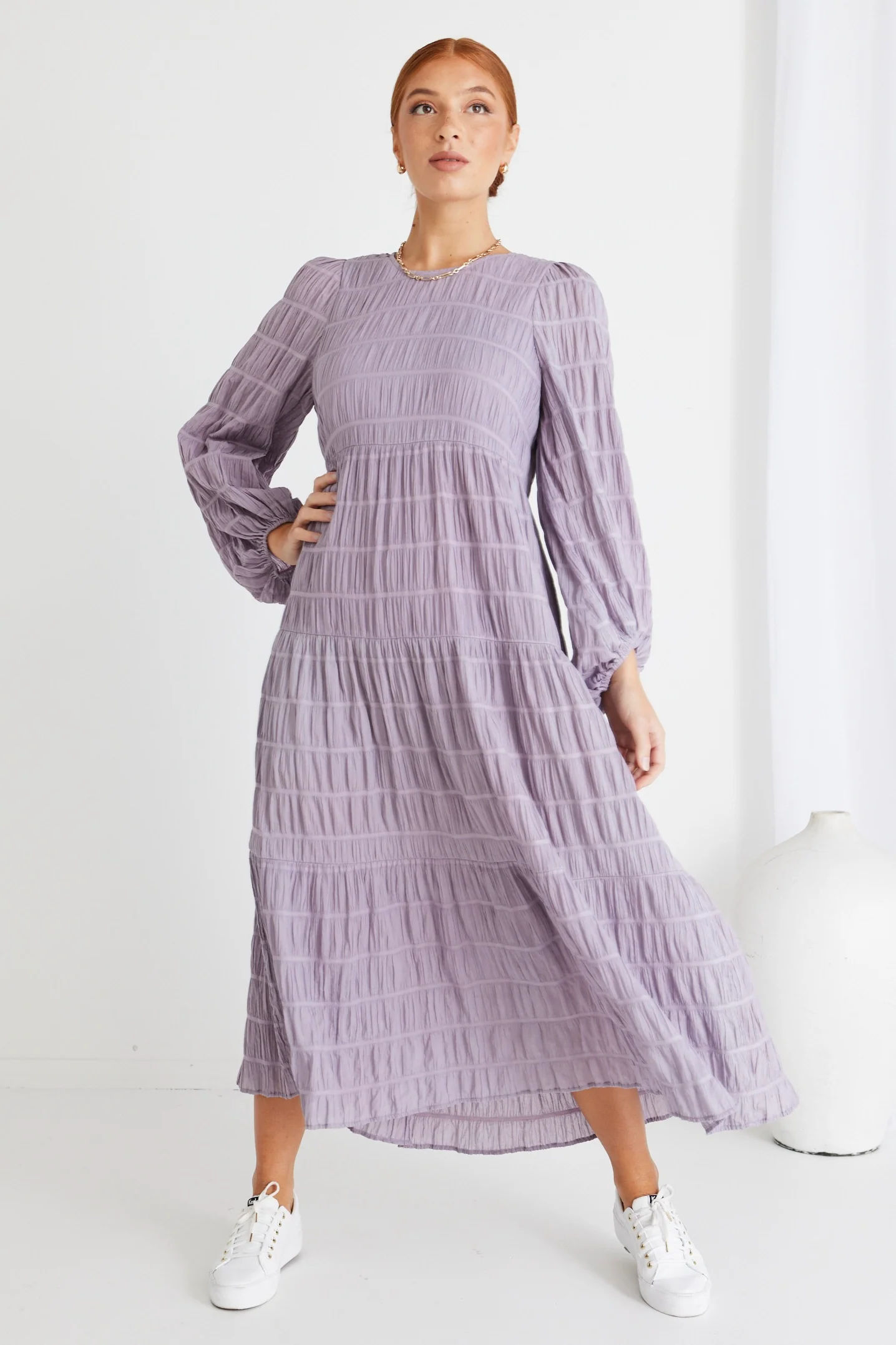 Gigi Lilac LS Tiered Maxi Dress - Image 3