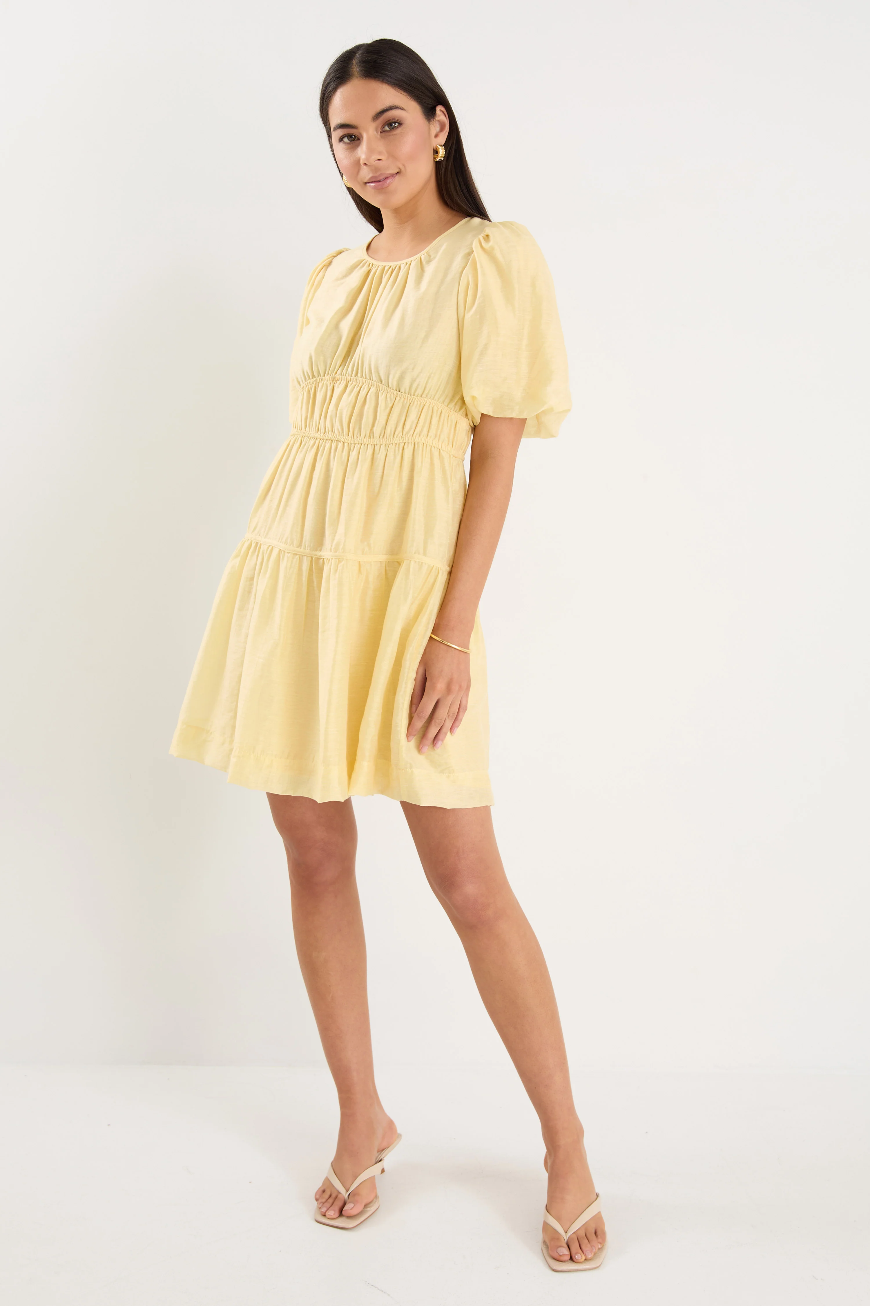 Girlfriend Butter Puff Sleeve Tie Back Mini Dress - Image 3