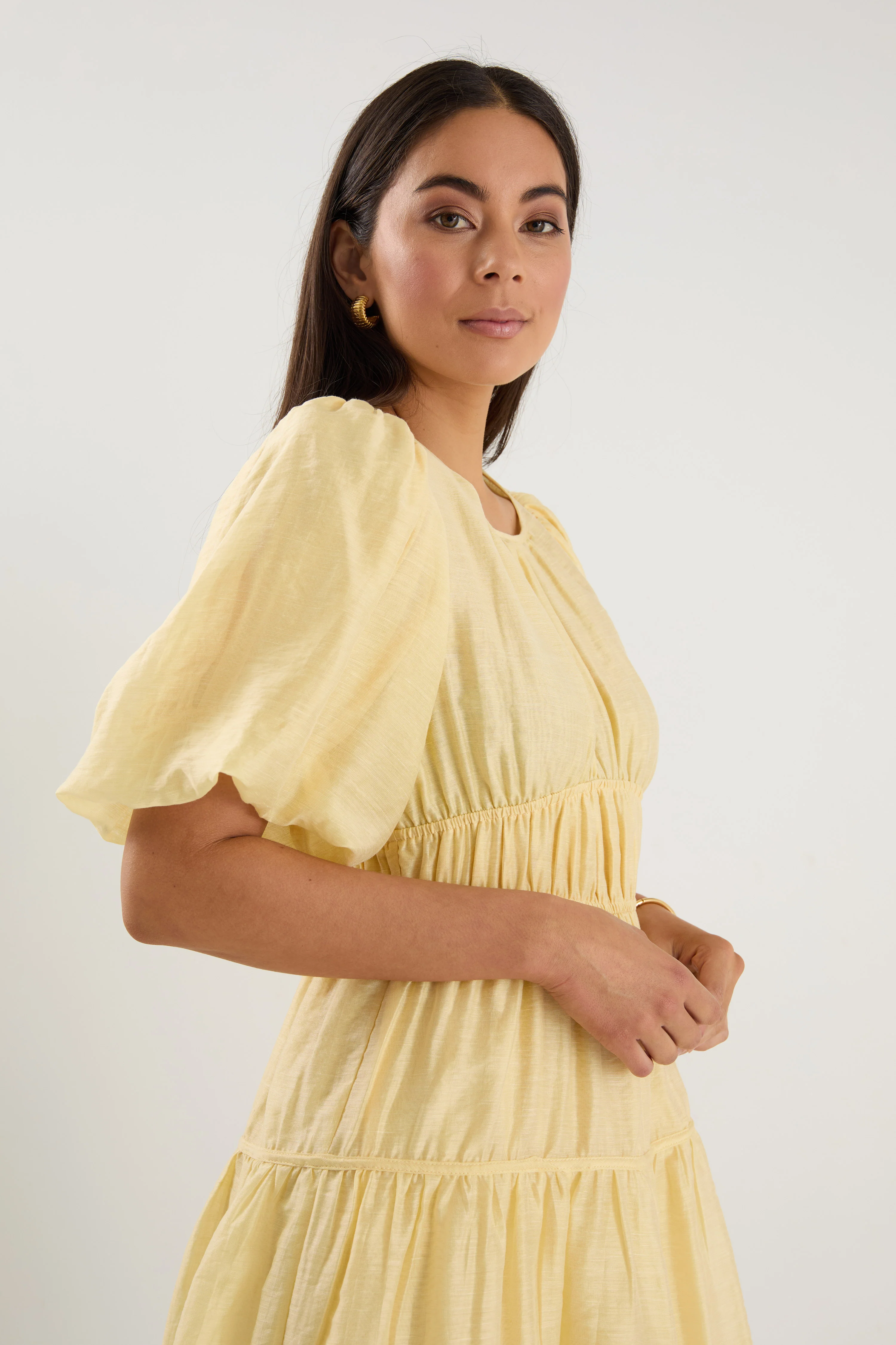 Girlfriend Butter Puff Sleeve Tie Back Mini Dress - Image 4