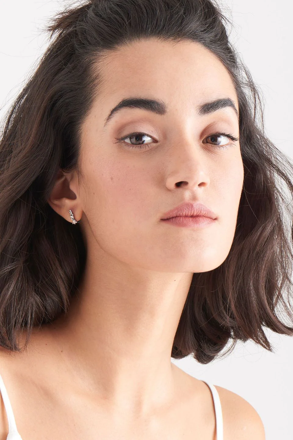 Glow Getter Crystal Cluster Silver Huggie EOL Earrings - Image 2